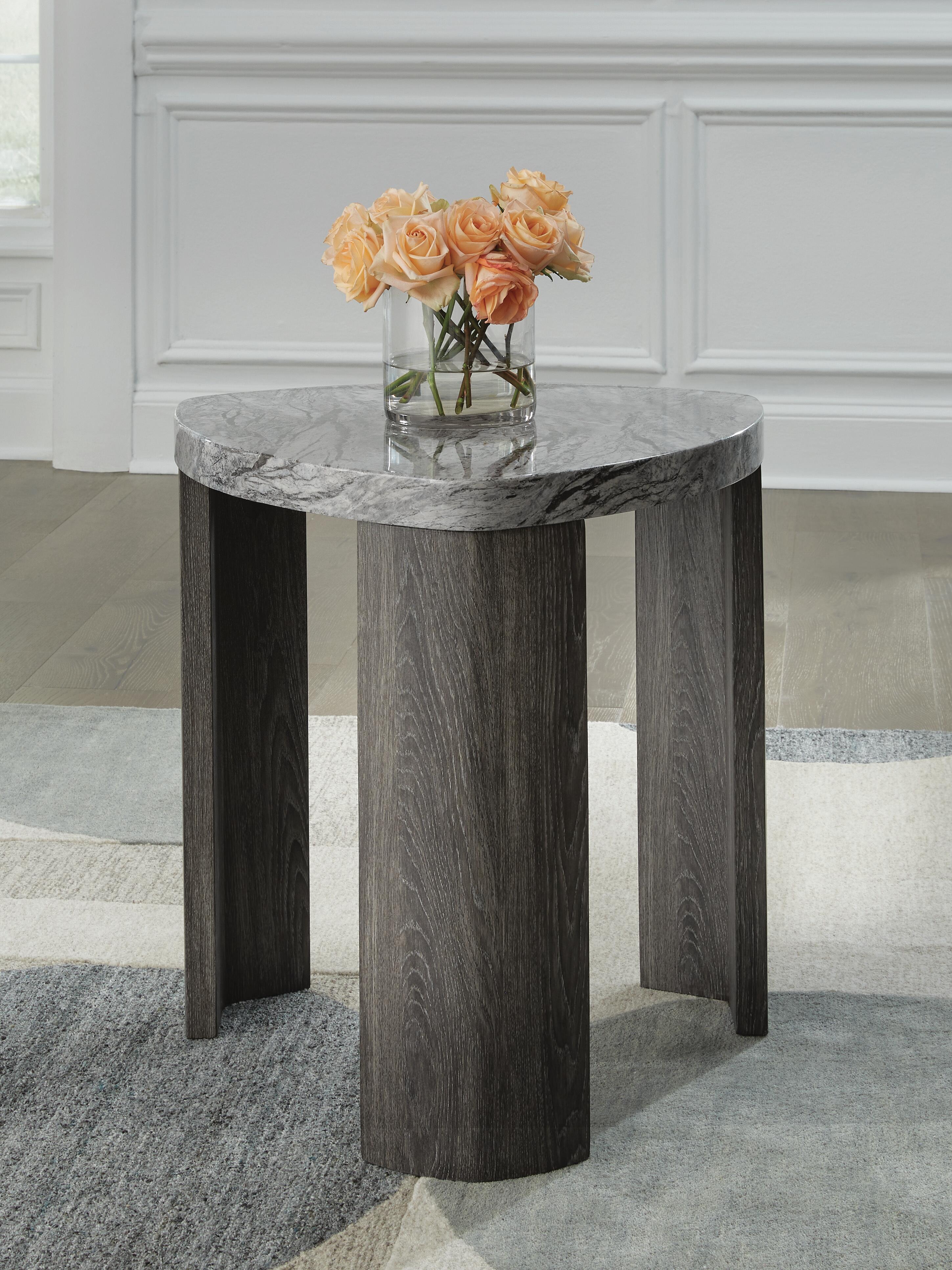 Dar Furniture - Ashley Furniture - Surmour End Table - Triangle End Table / Gray/Brown - T600-6