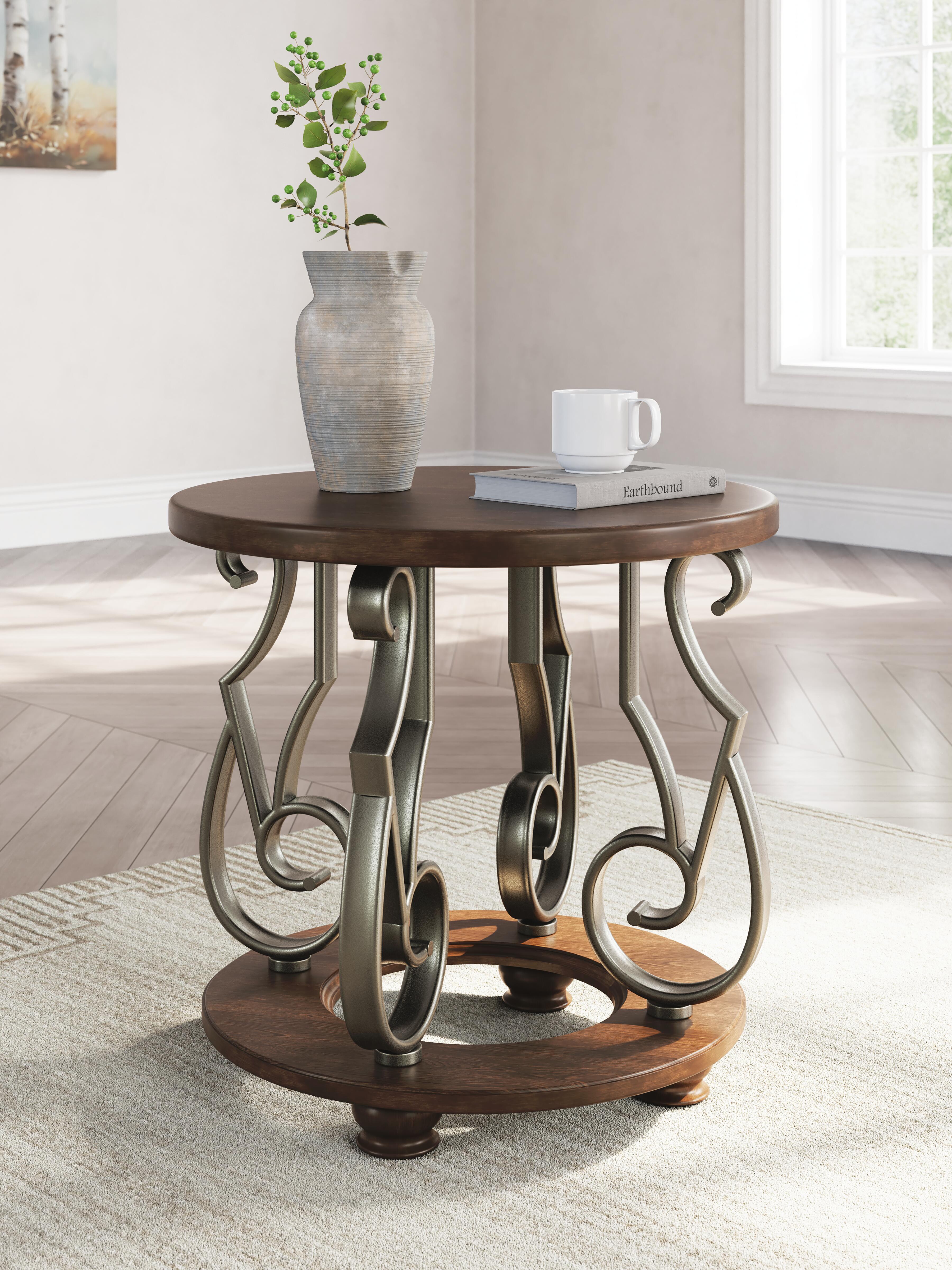 Dar Furniture - Ashley Furniture - Frallyn End Table - Round End Table / Dark Brown - T623-6