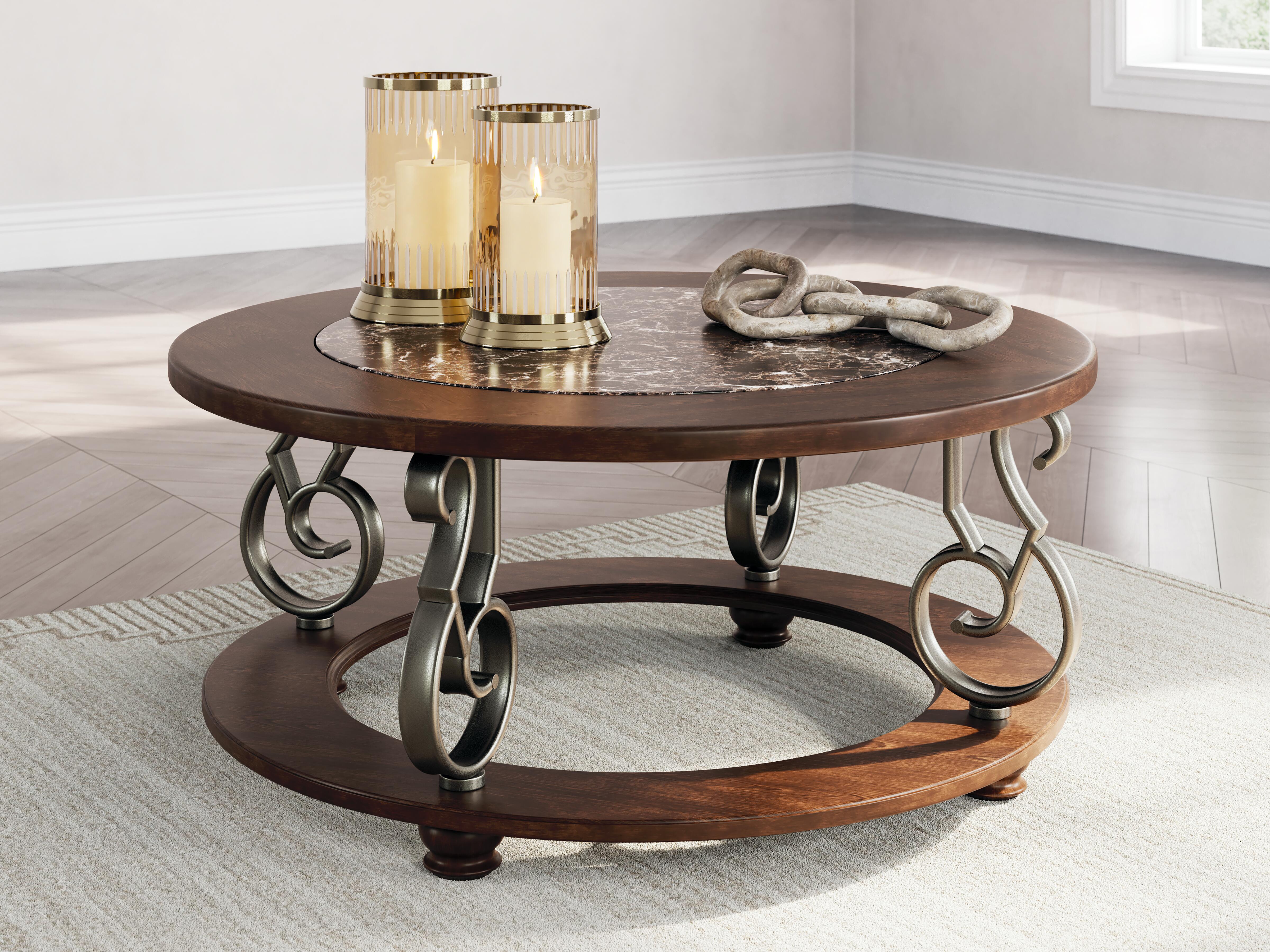 Dar Furniture - Ashley Furniture - Frallyn Coffee Table - Round Cocktail Table / Dark Brown - T623-8