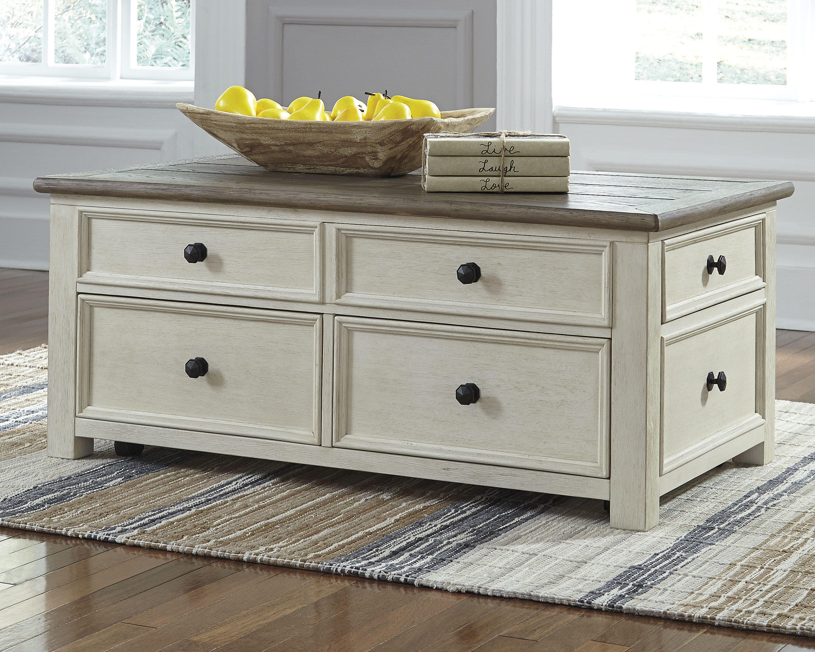 Dar Furniture - Ashley Furniture - Bolanburg Coffee Table with Lift Top - Lift Top Cocktail Table / Two-tone - T637-20
