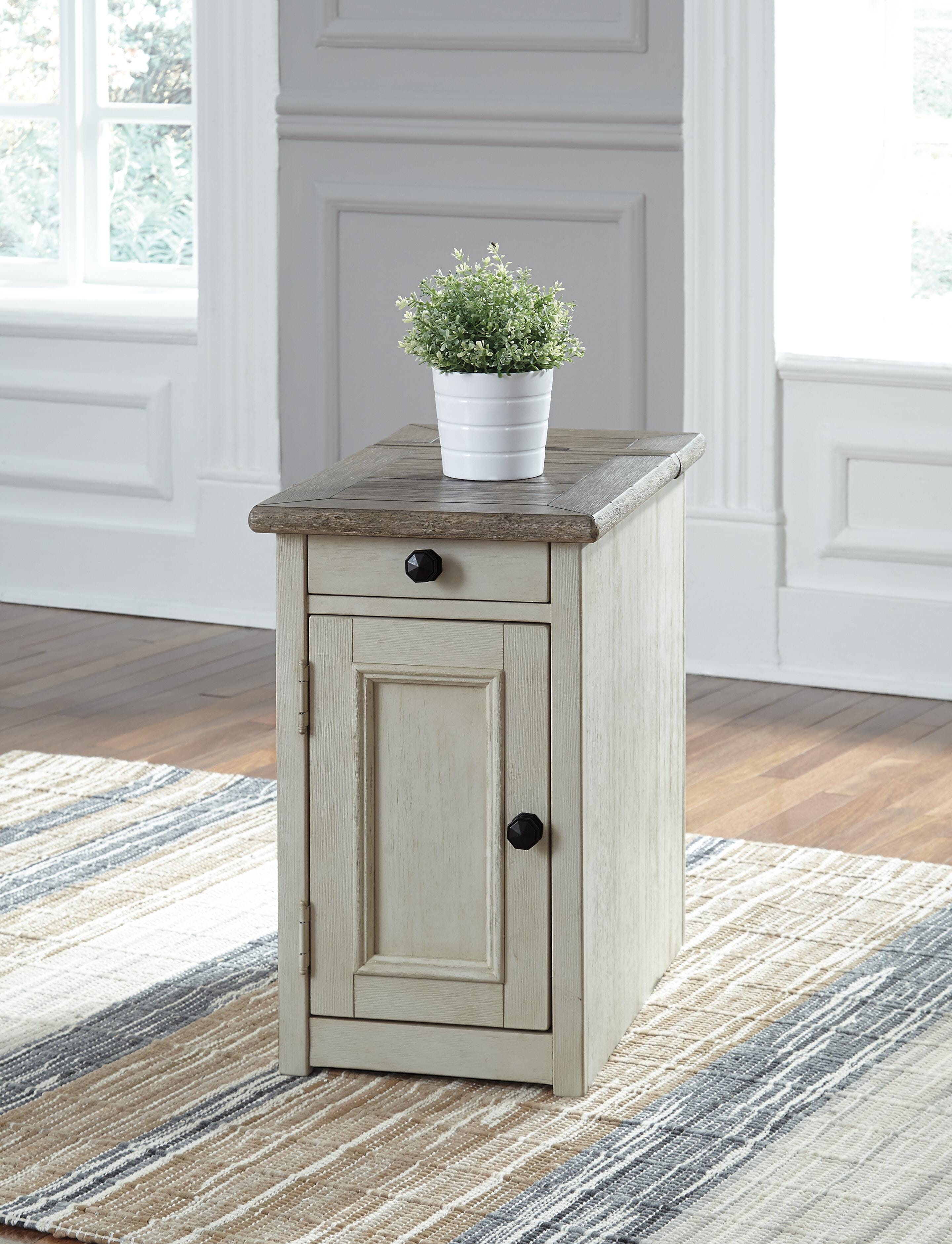 Dar Furniture - Ashley Furniture - Bolanburg Chairside End Table with USB Ports & Outlets - Chair Side End Table / Two-tone - T637-7