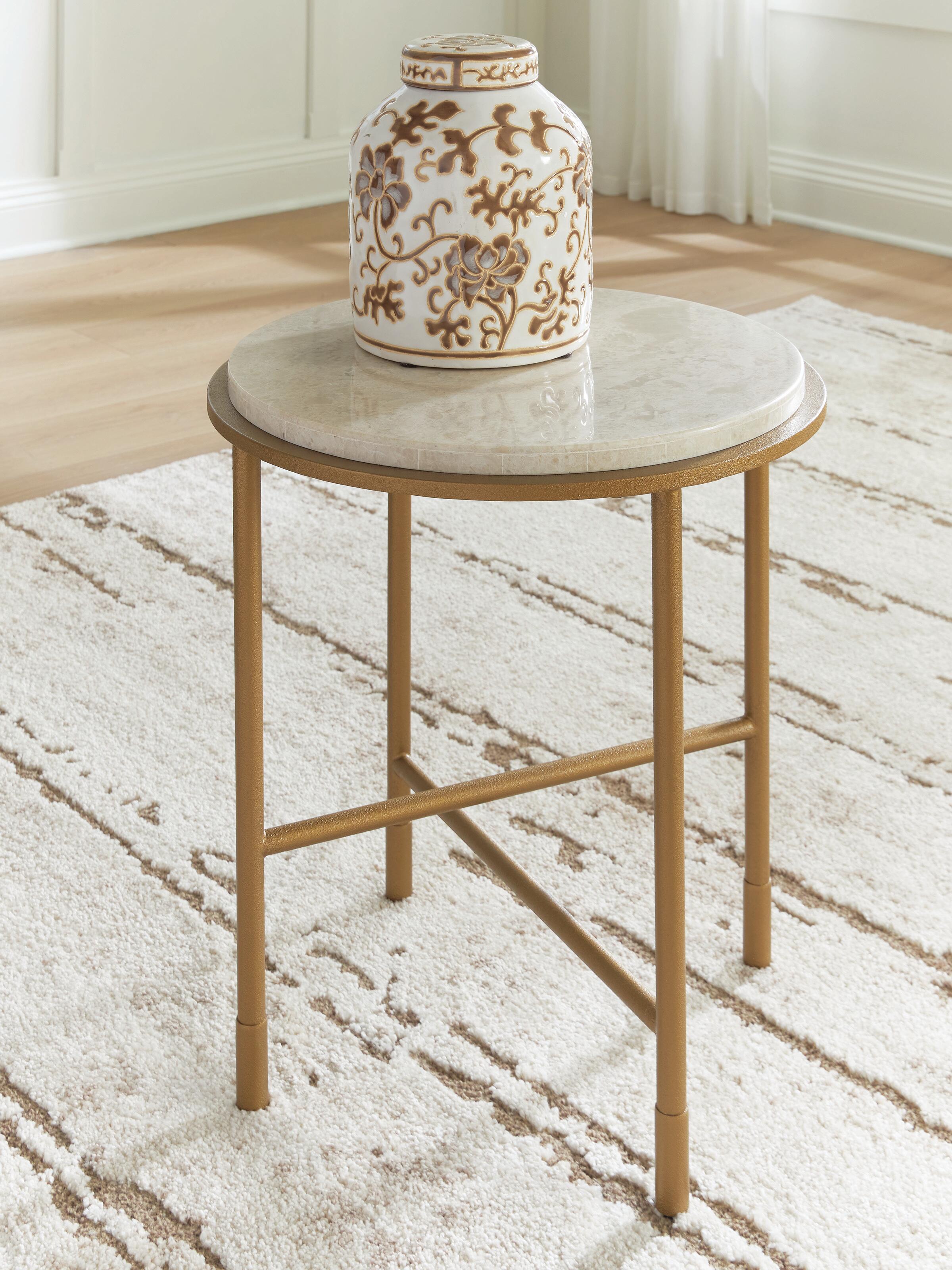 Dar Furniture - Ashley Furniture - Alben End Table - Round End Table / Antique Gold - T643-6