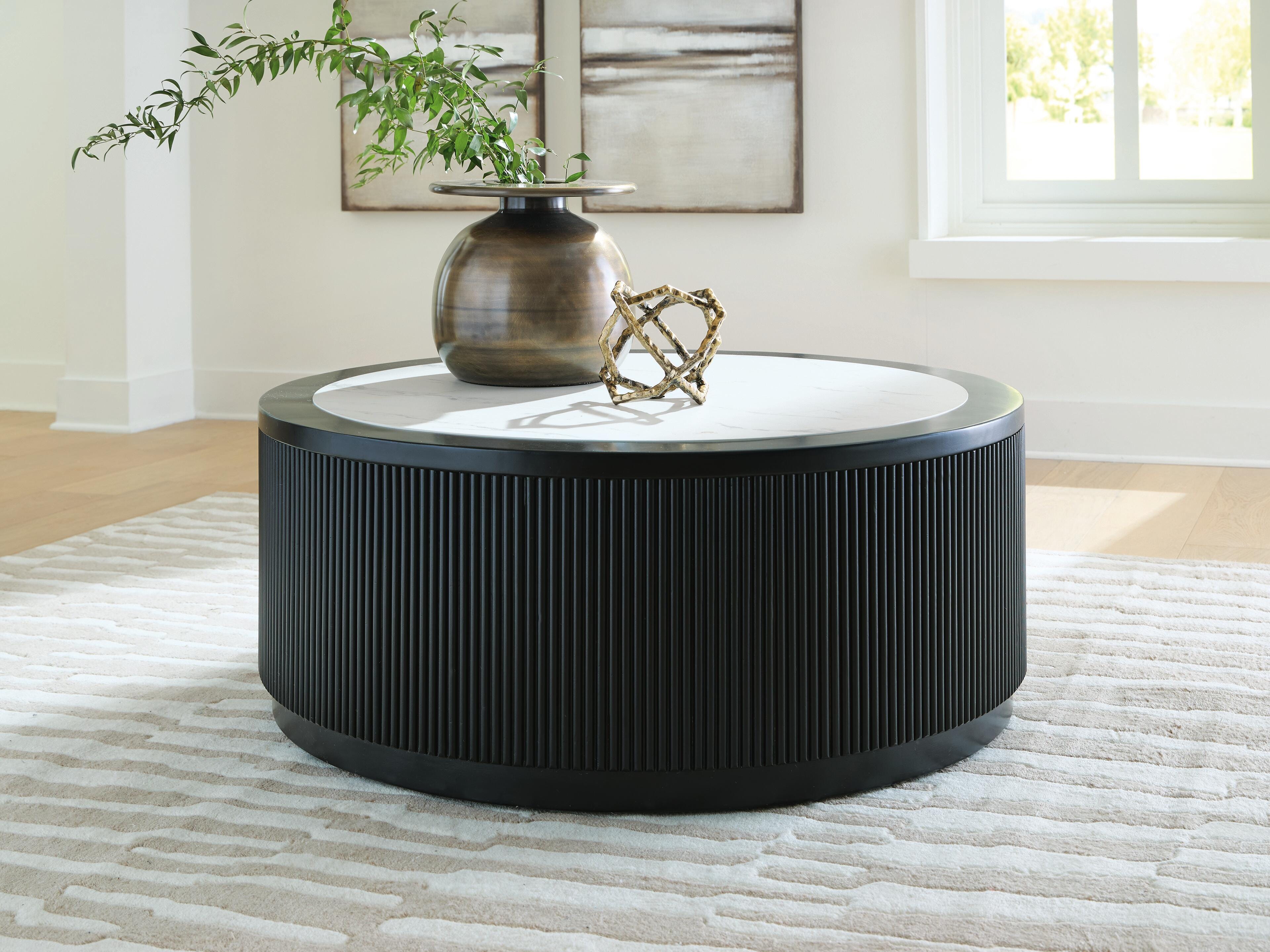 Dar Furniture - Ashley Furniture - Grayman Coffee Table - Round Cocktail Table / Black - T650-8