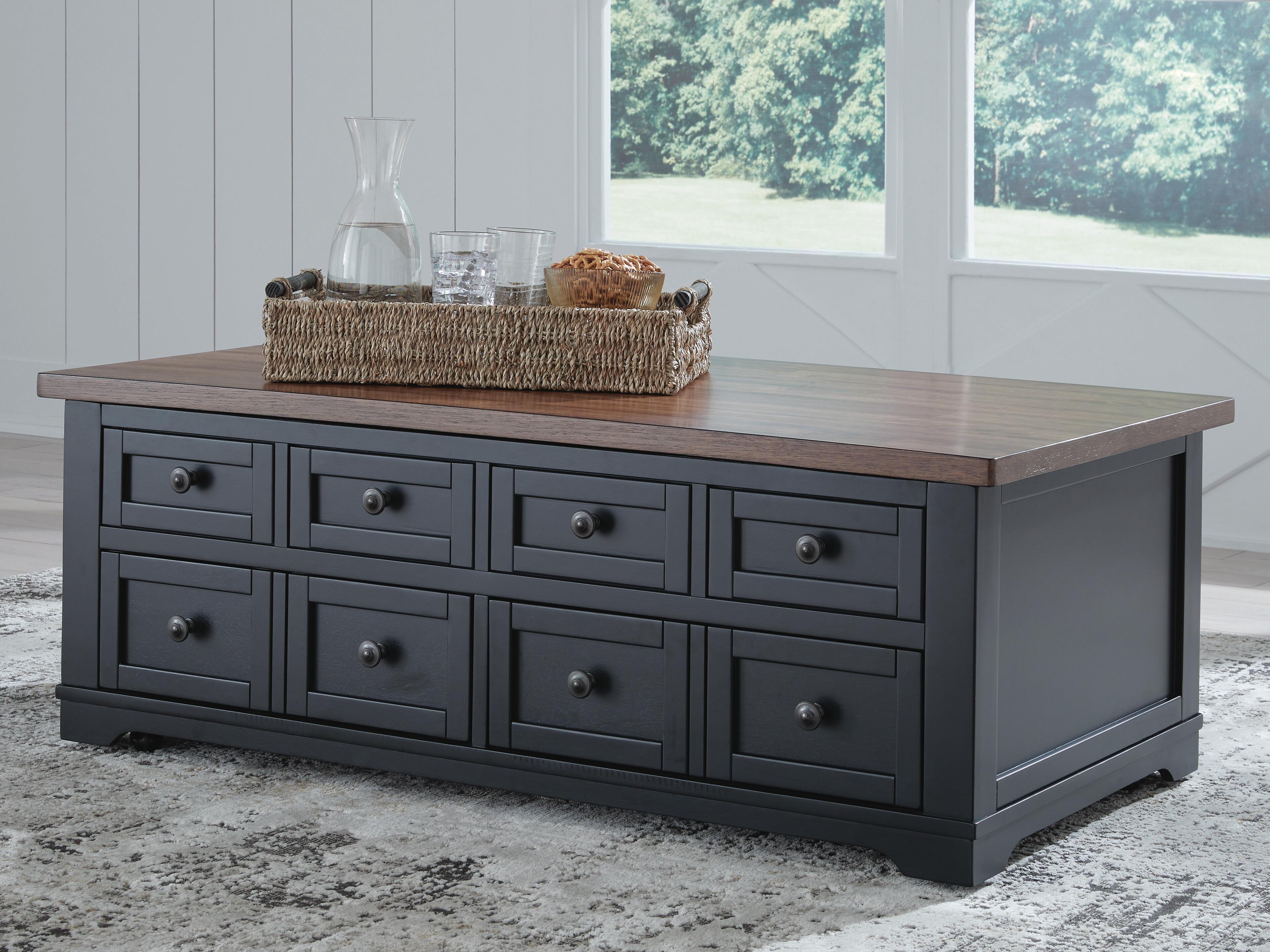 Dar Furniture - Ashley Furniture - Wildenauer Lift-Top Coffee Table - Lift Top Cocktail Table / Brown/Black - T664-9