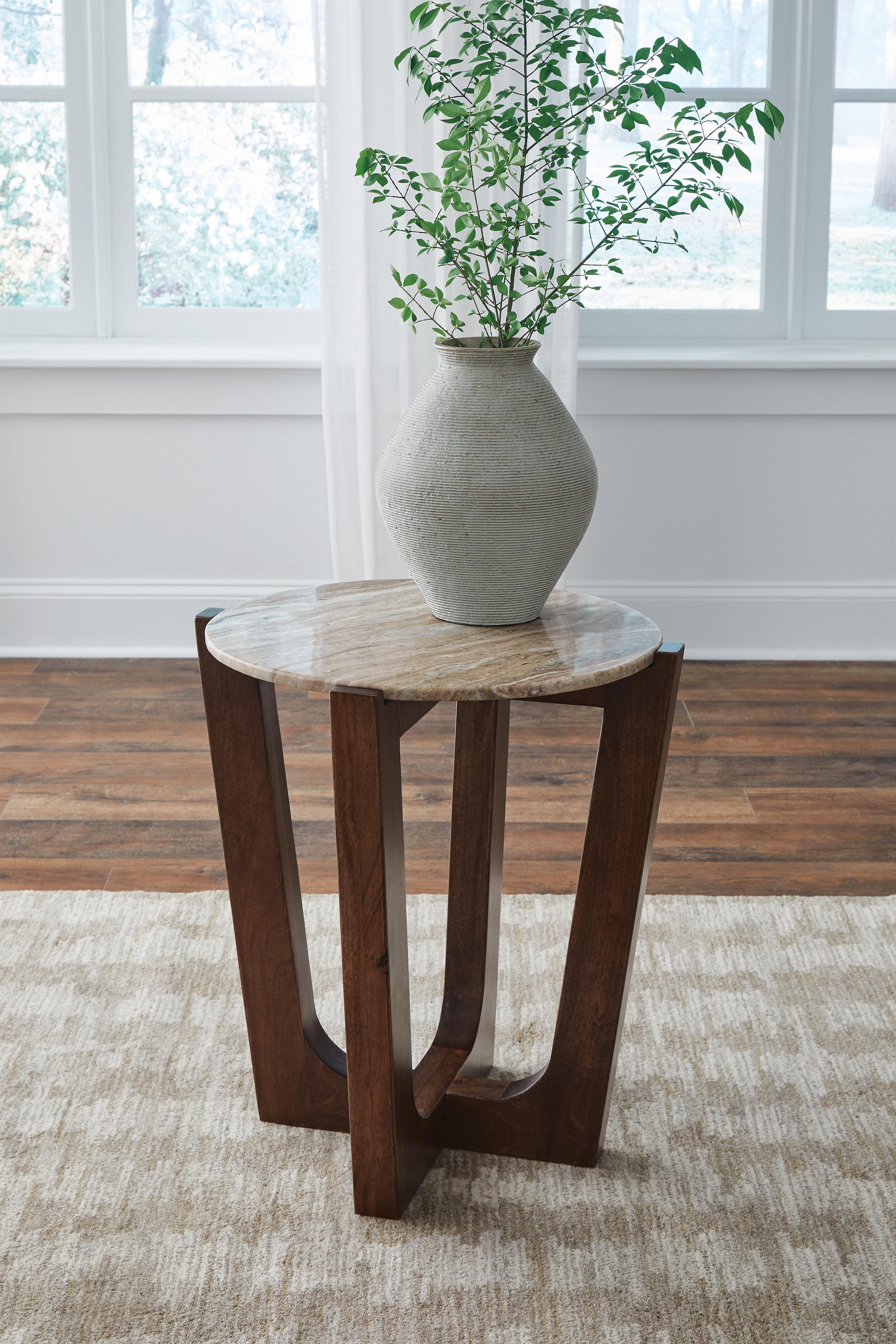 Dar Furniture - Ashley Furniture - Tanidore End Table - Round End Table / Warm Brown - T667-6
