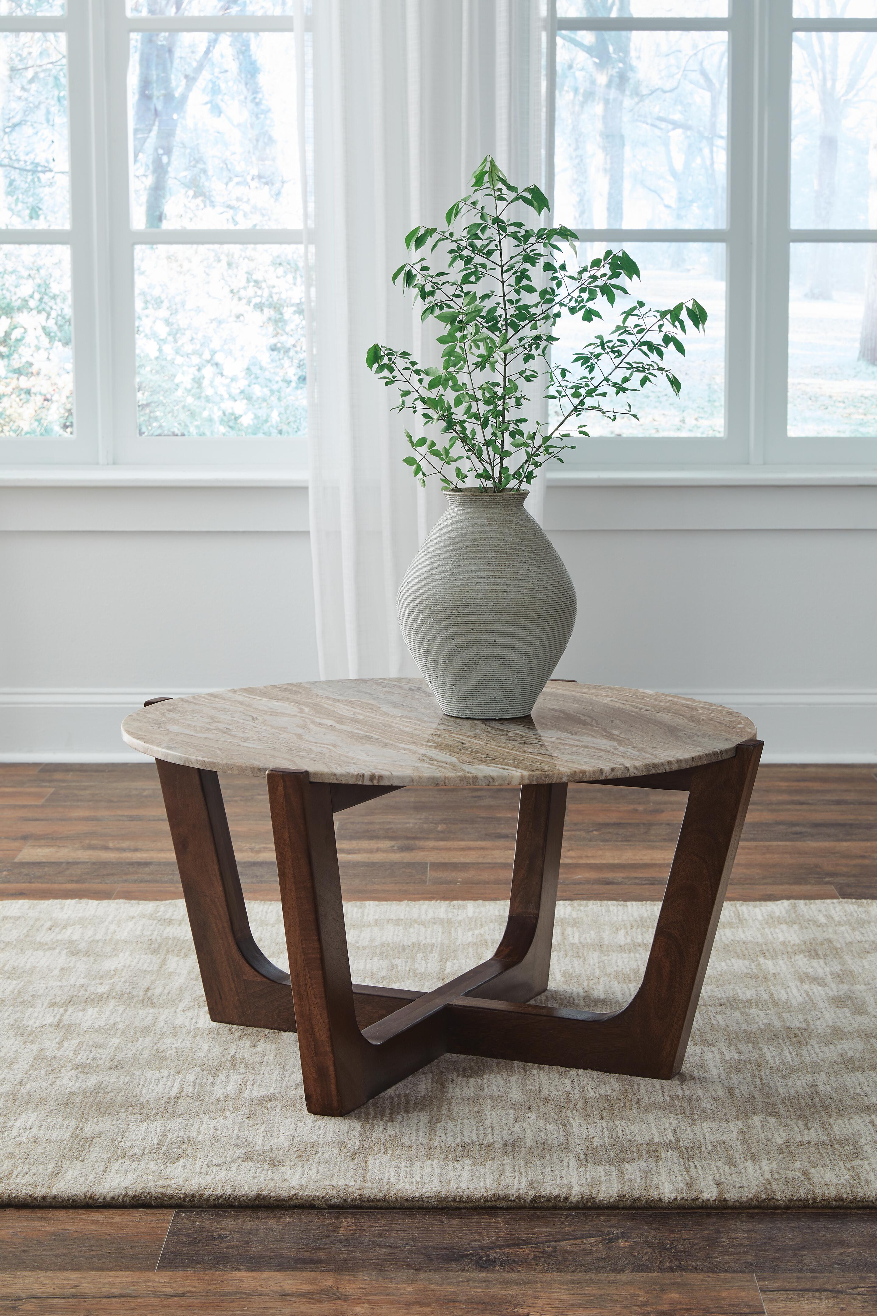 Dar Furniture - Ashley Furniture - Tanidore Coffee Table - Round Cocktail Table / Warm Brown - T667-8