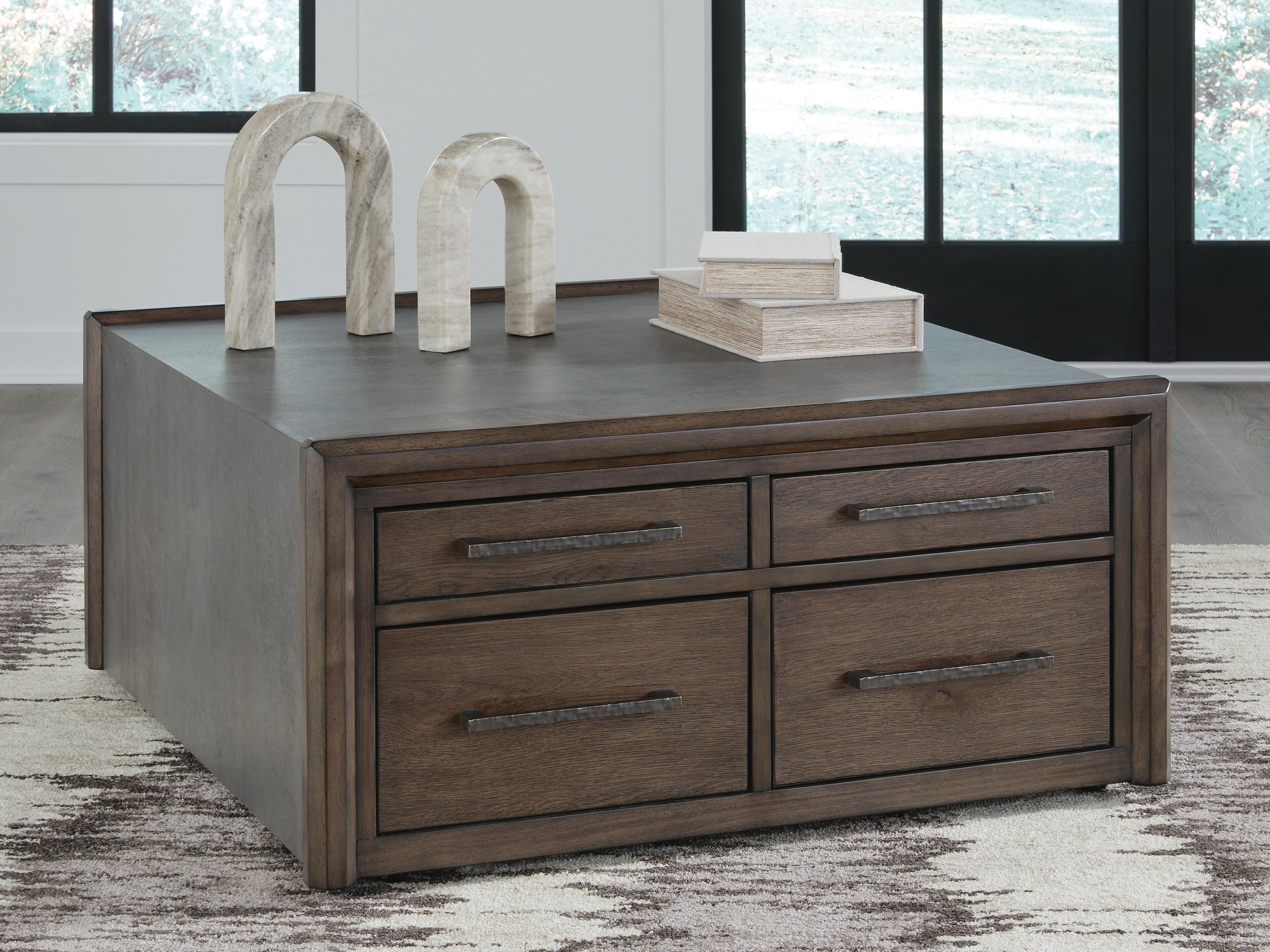 Dar Furniture - Ashley Furniture - Kallenny Coffee Table - Square Cocktail Table / Brown/Gray - T669-8