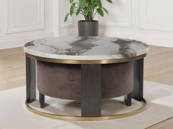 Dar Furniture - Ashley Furniture - Jazmore Nesting Coffee Table (Set of 2) - Nesting Cocktail Tables (Set of 2) / Brown/Brass Finish - T671-22