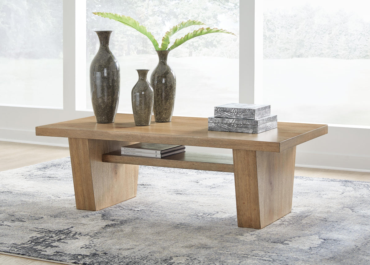 Dar Furniture - Ashley Furniture - Kristiland Coffee Table - Rectangular Cocktail Table / Light Brown - T674-1