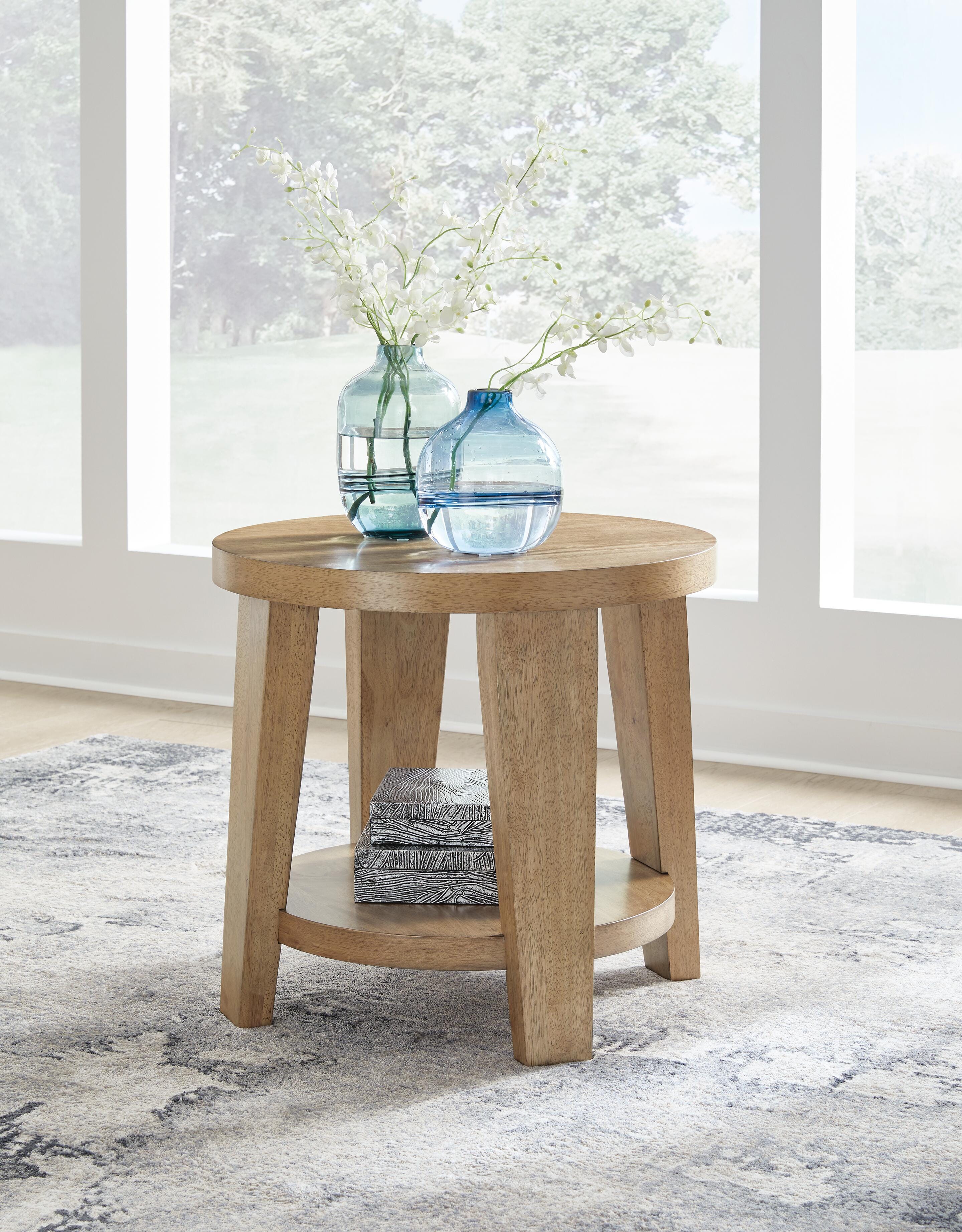 Dar Furniture - Ashley Furniture - Kristiland End Table - Round End Table / Light Brown - T674-6