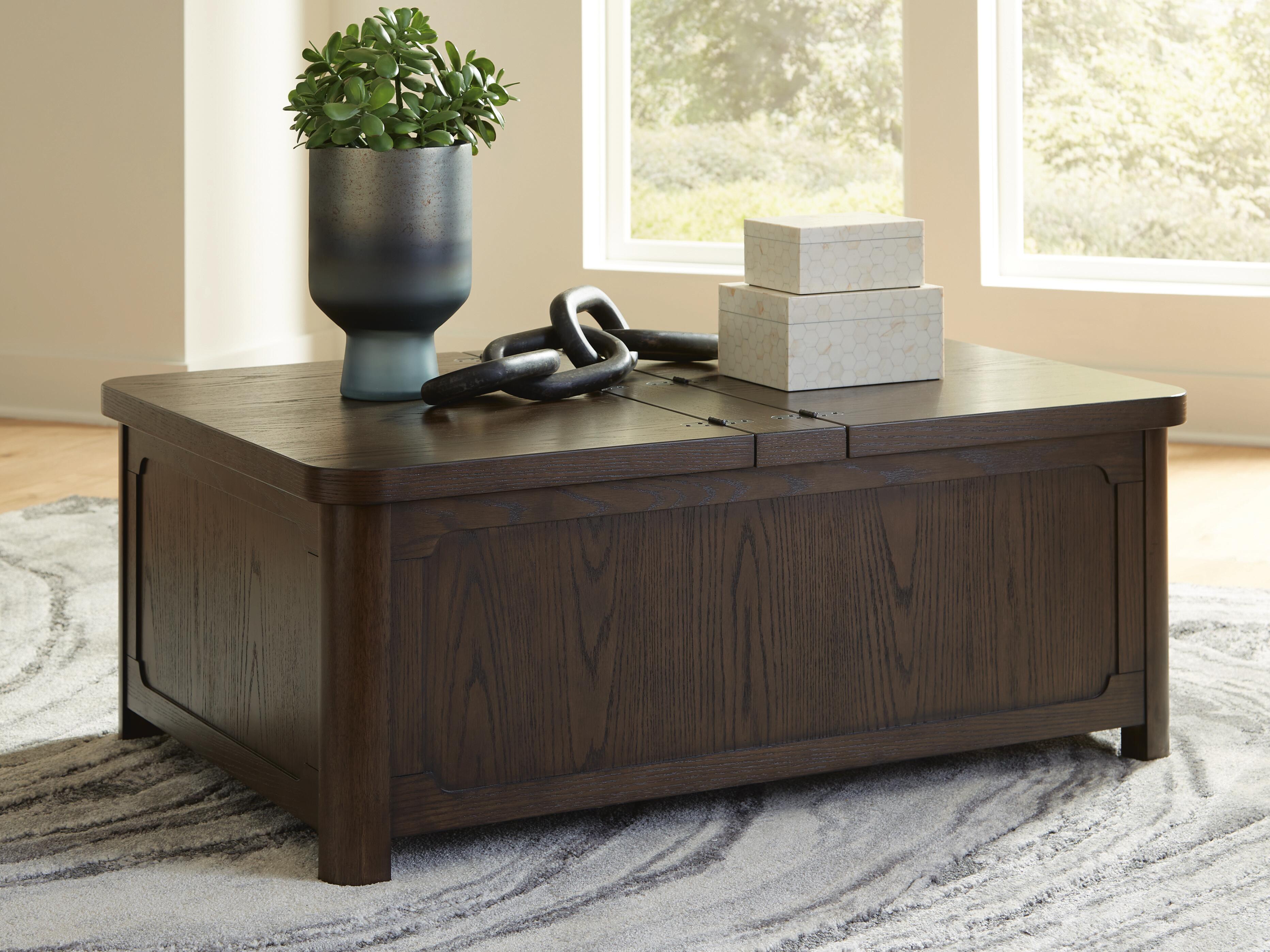 Dar Furniture - Ashley Furniture - Breckington Coffee Table With Storage - Cocktail Table with Storage / Dark Brown - T678-20