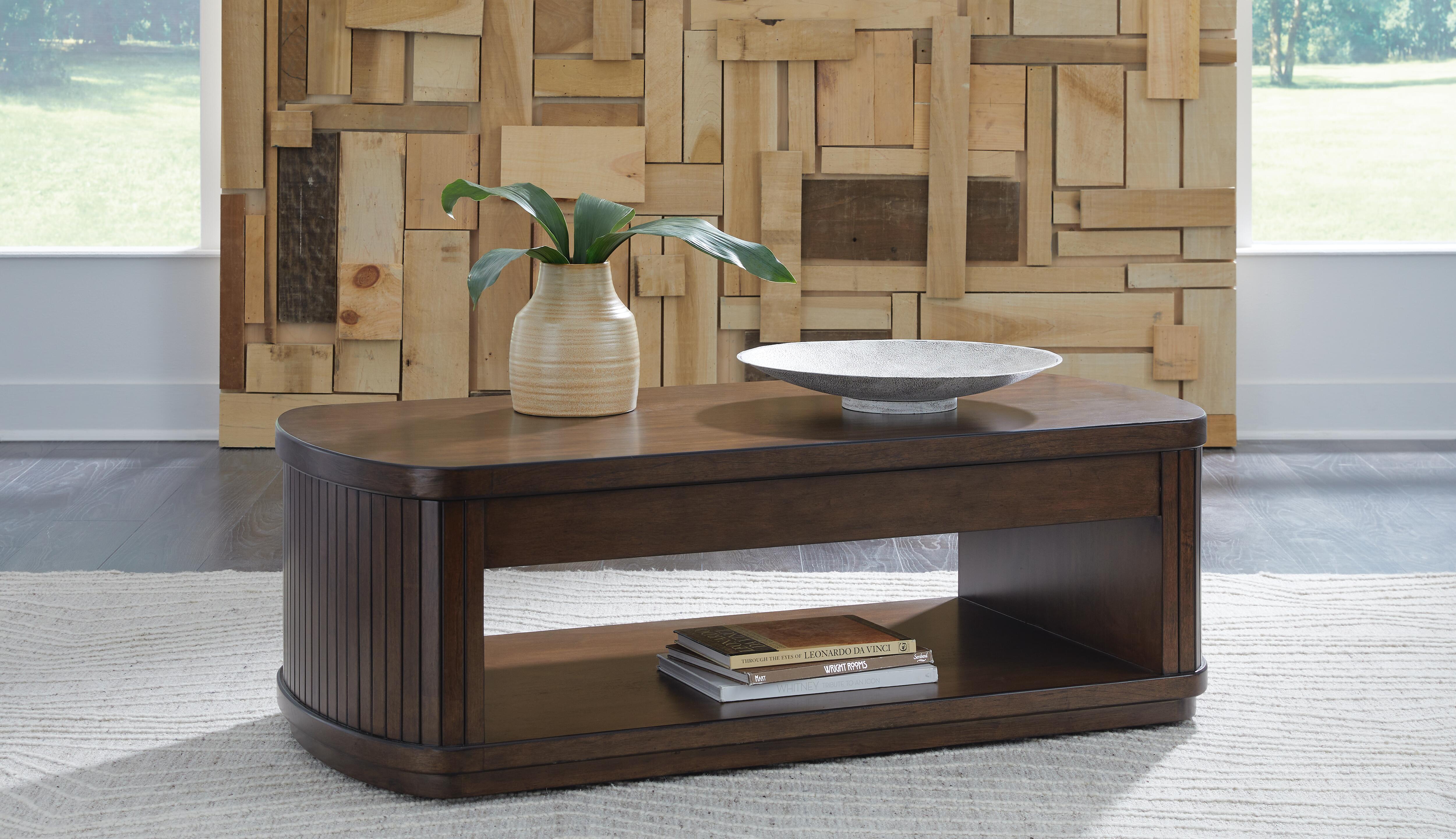 Dar Furniture - Ashley Furniture - Korestone Lift-Top Coffee Table - Lift Top Cocktail Table / Dark Brown - T679-9