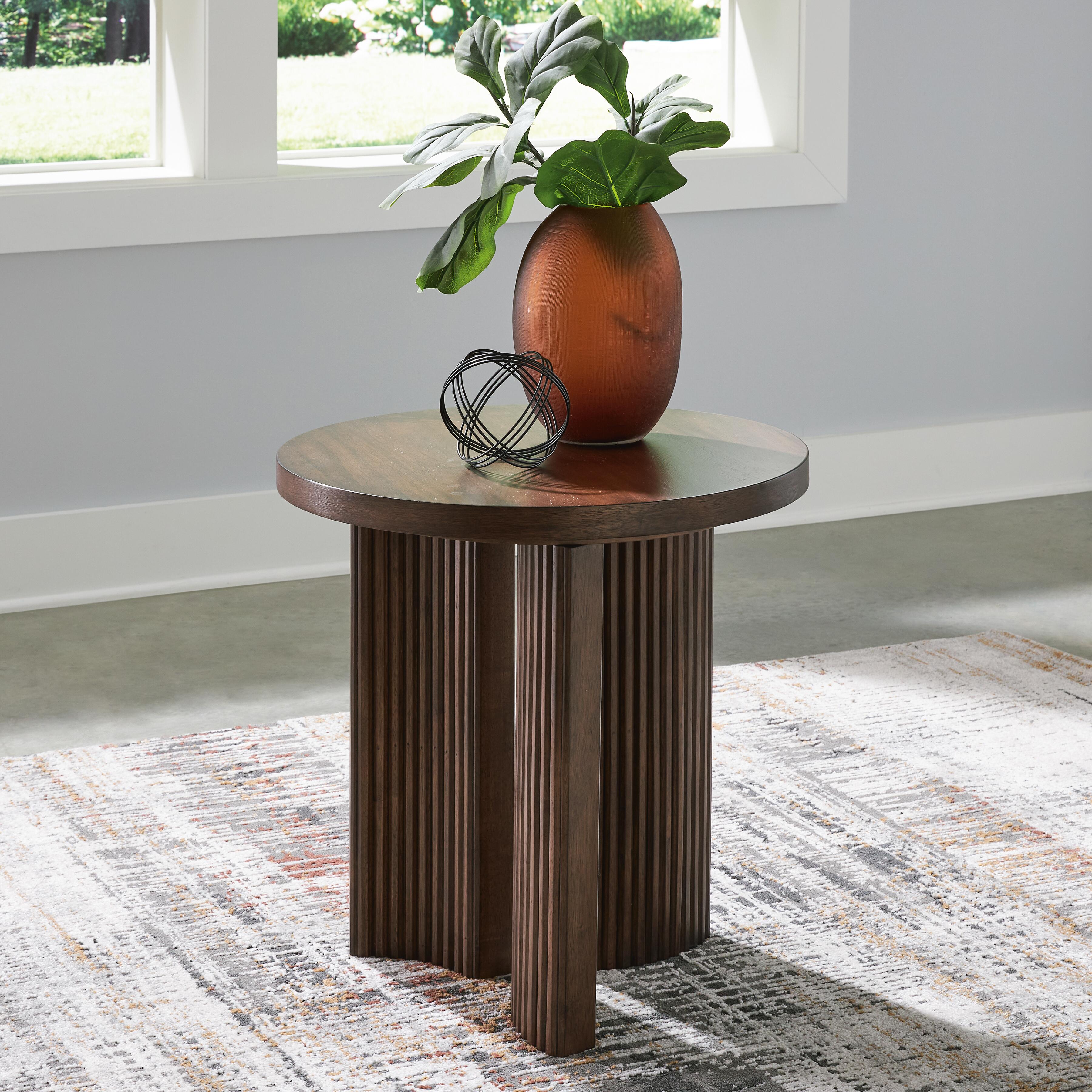 Dar Furniture - Ashley Furniture - Korestone End Table - Round End Table / Dark Brown - T689-6