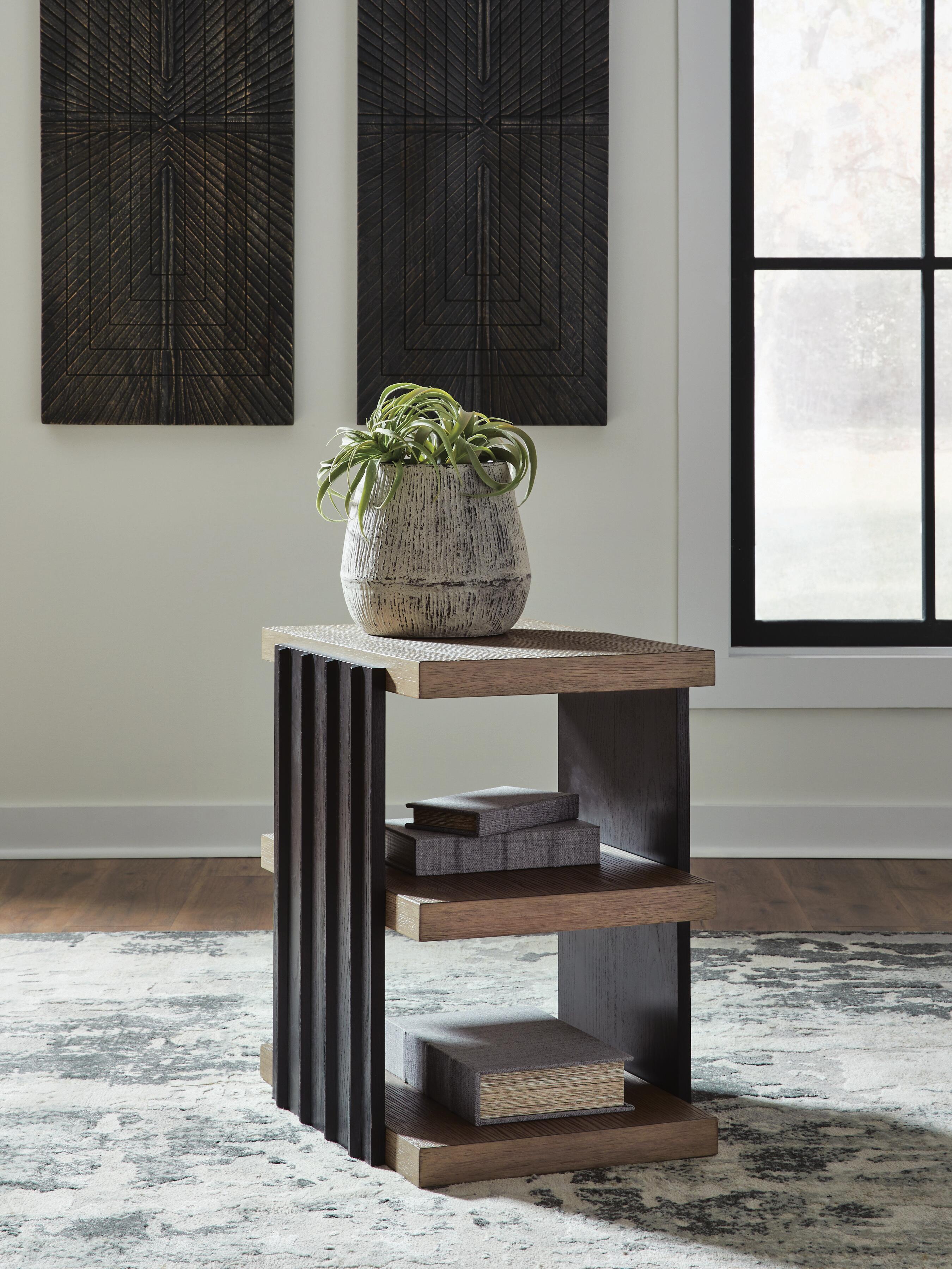 Dar Furniture - Ashley Furniture - Rylandyn End Table - Rectangular End Table / Black/Light Brown - T721-3