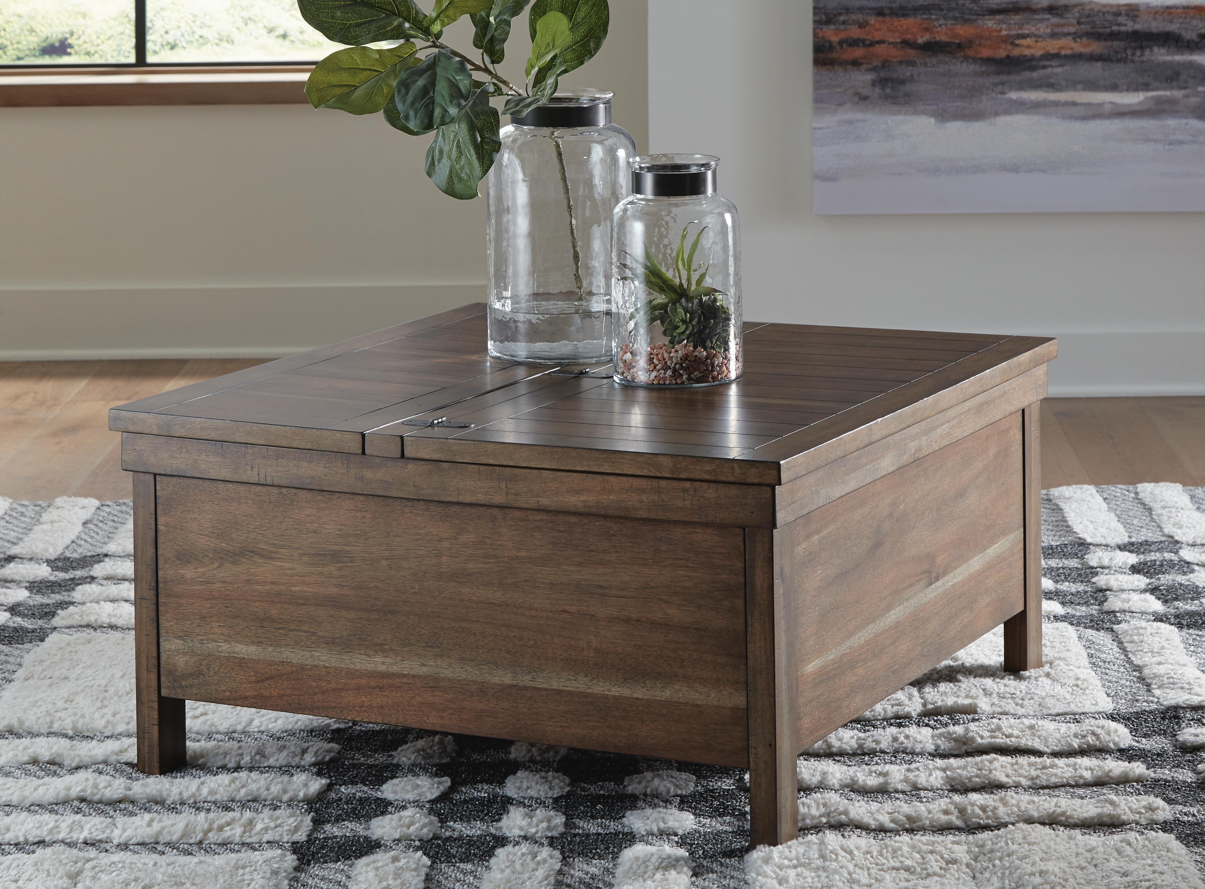 Dar Furniture - Ashley Furniture - Moriville Lift-Top Coffee Table - Lift Top Cocktail Table / Grayish Brown - T731-9
