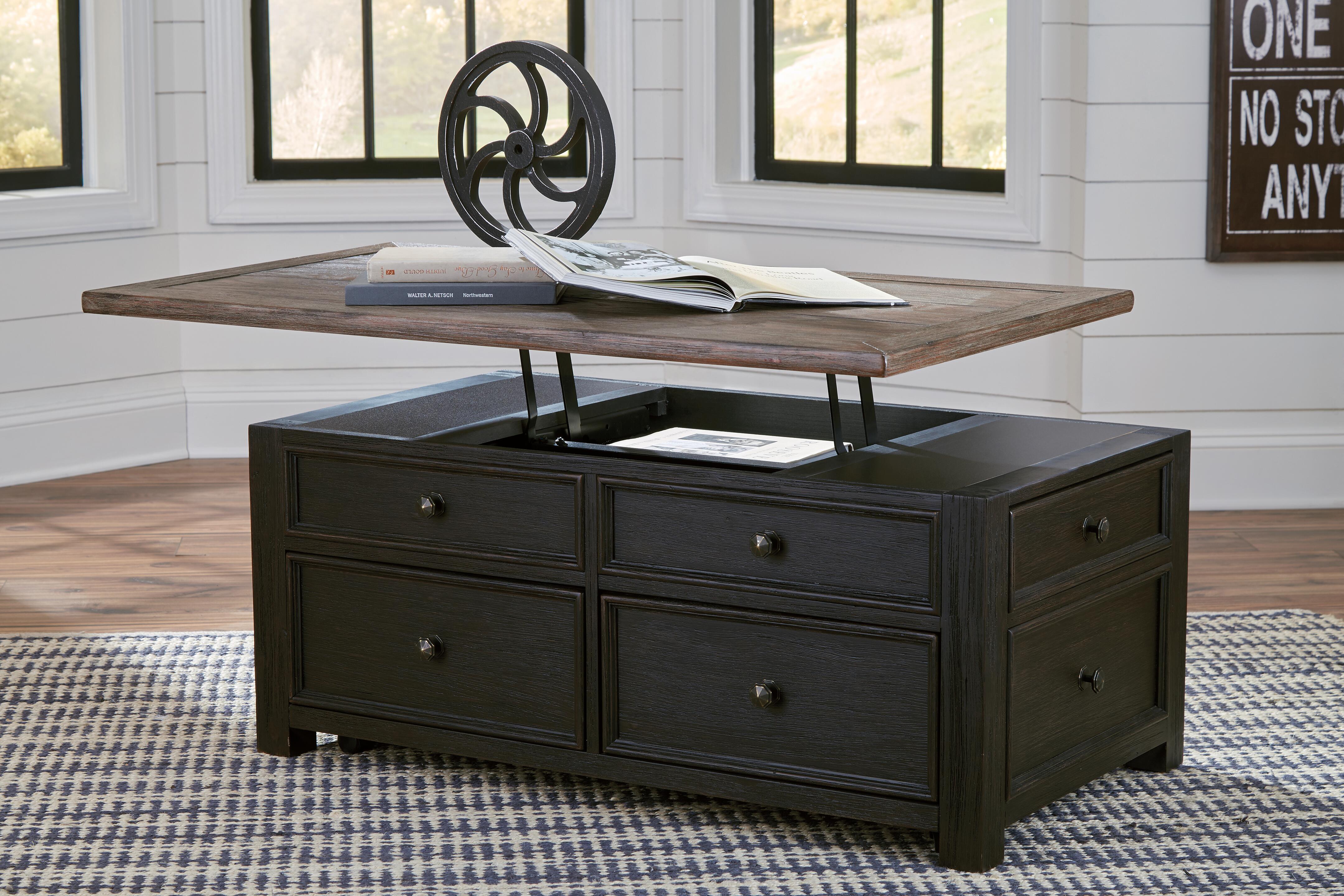 Dar Furniture - Ashley Furniture - Tyler Creek Coffee Table with Lift Top - Lift Top Cocktail Table / Grayish Brown/Black - T736-20