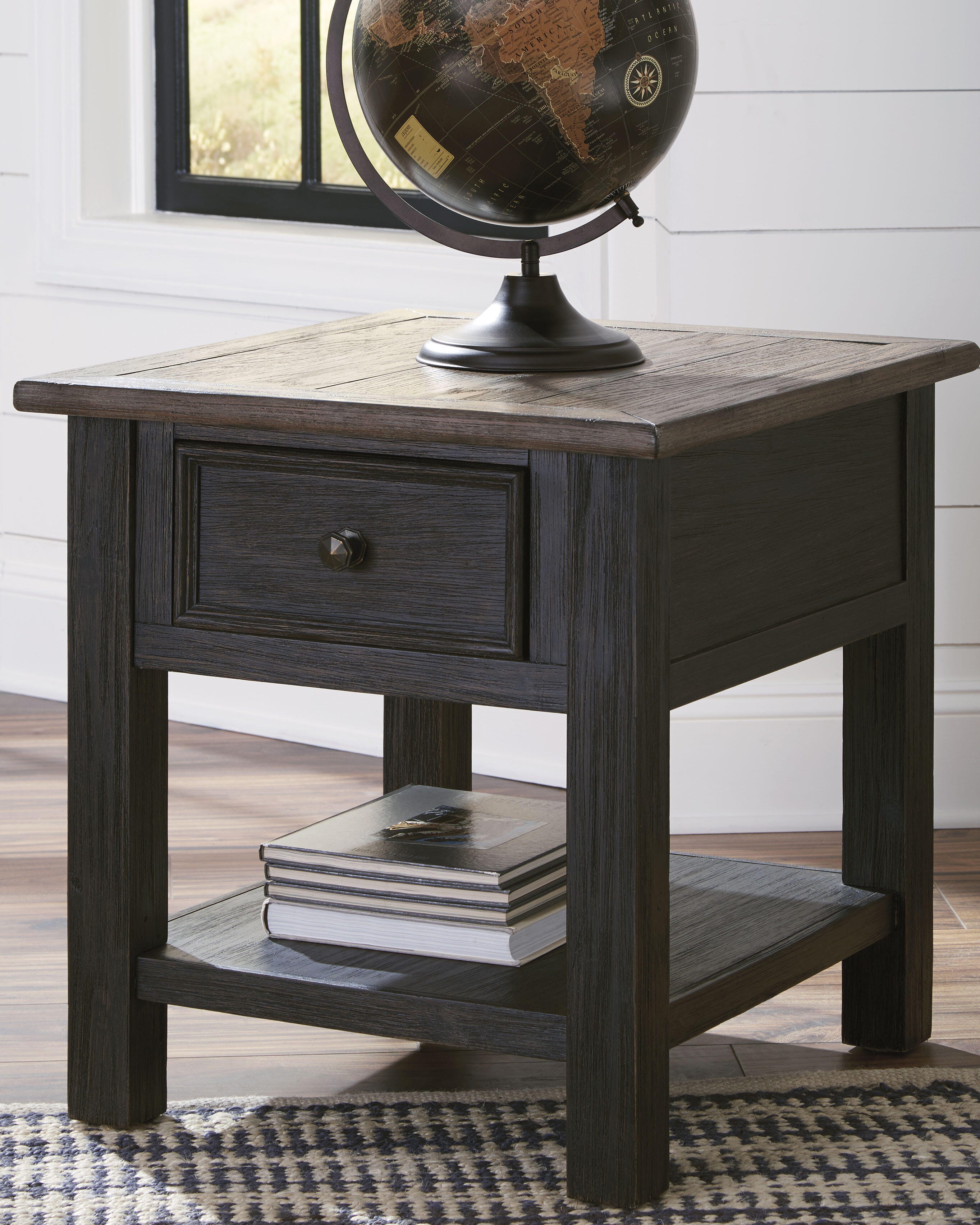 Dar Furniture - Ashley Furniture - Tyler Creek End Table - Rectangular End Table / Grayish Brown/Black - T736-3