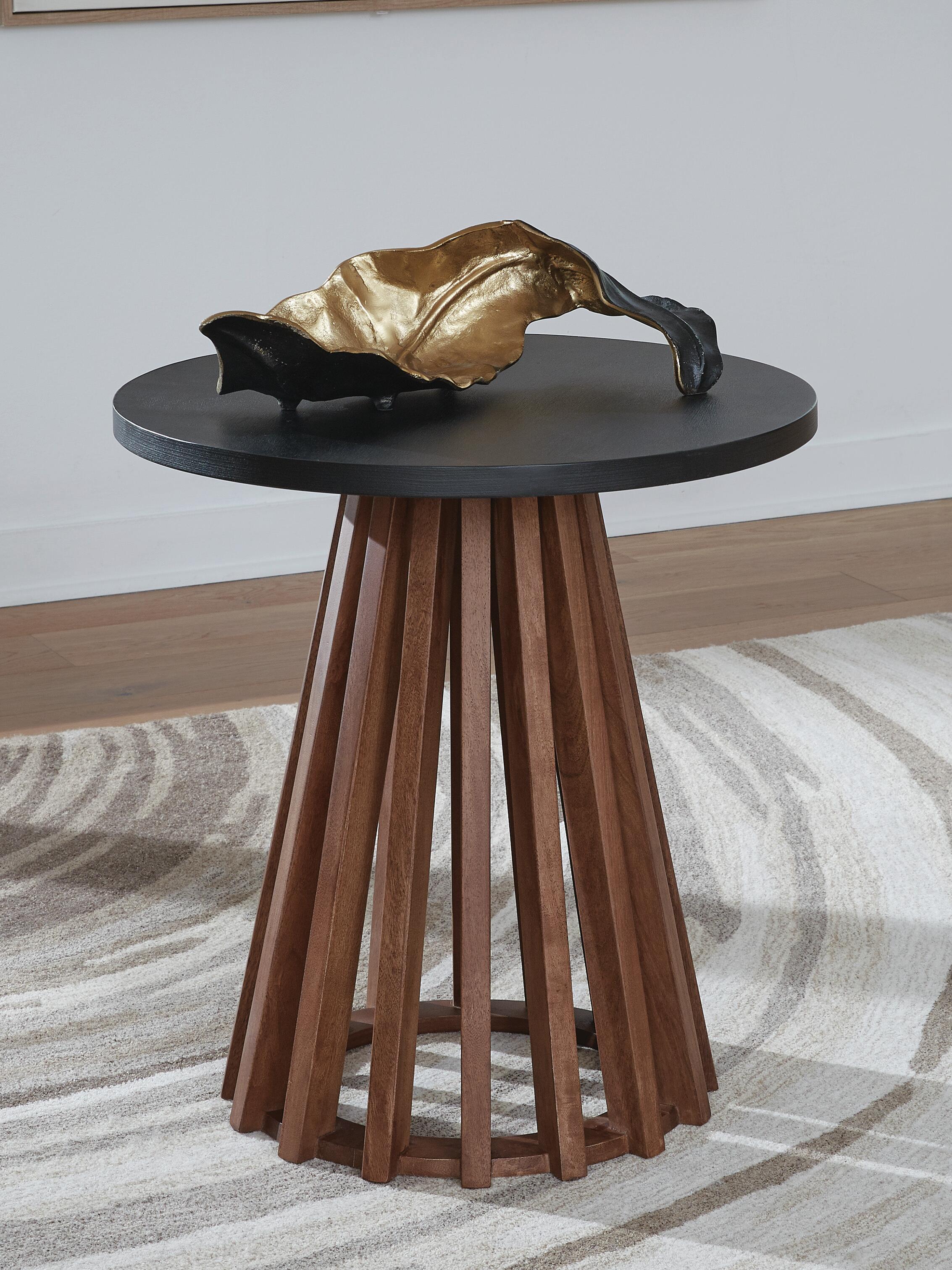 Dar Furniture - Ashley Furniture - Kallari End Table - Round End Table / Warm Brown/Black - T737-6