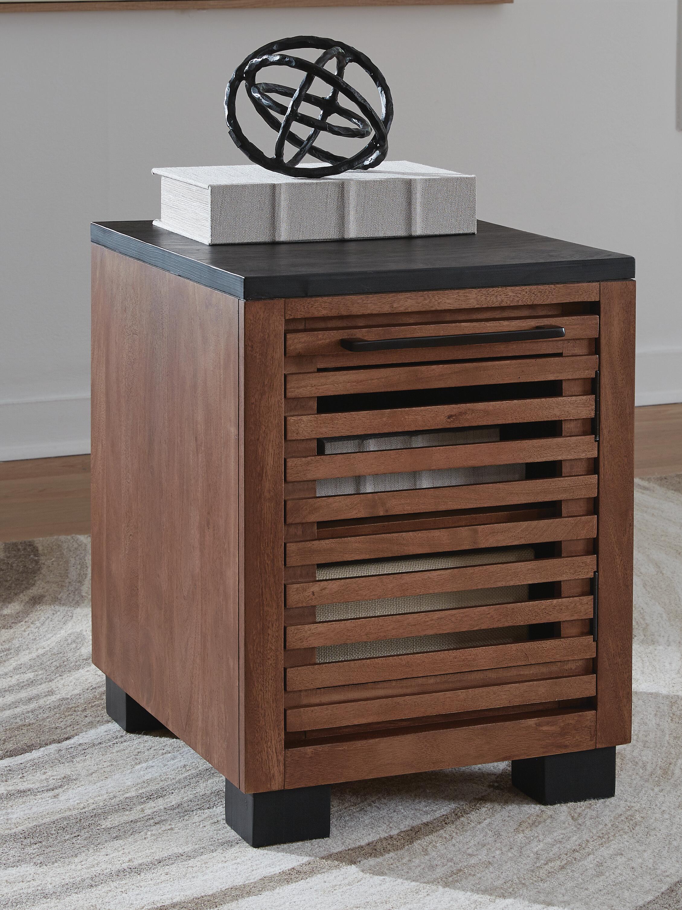 Dar Furniture - Ashley Furniture - Kallari Chairside End Table - Chair Side End Table / Warm Brown/Black - T737-7