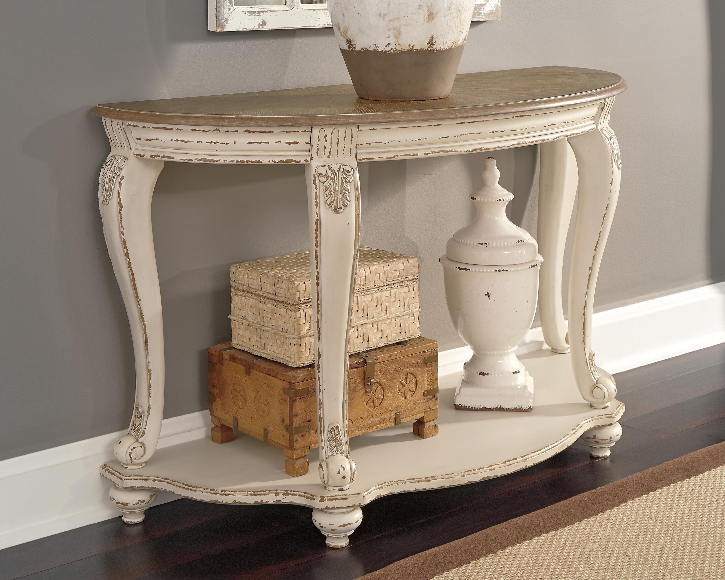 Dar Furniture - Ashley Furniture - Realyn Sofa Table - Sofa Table / White/Brown - T743-4