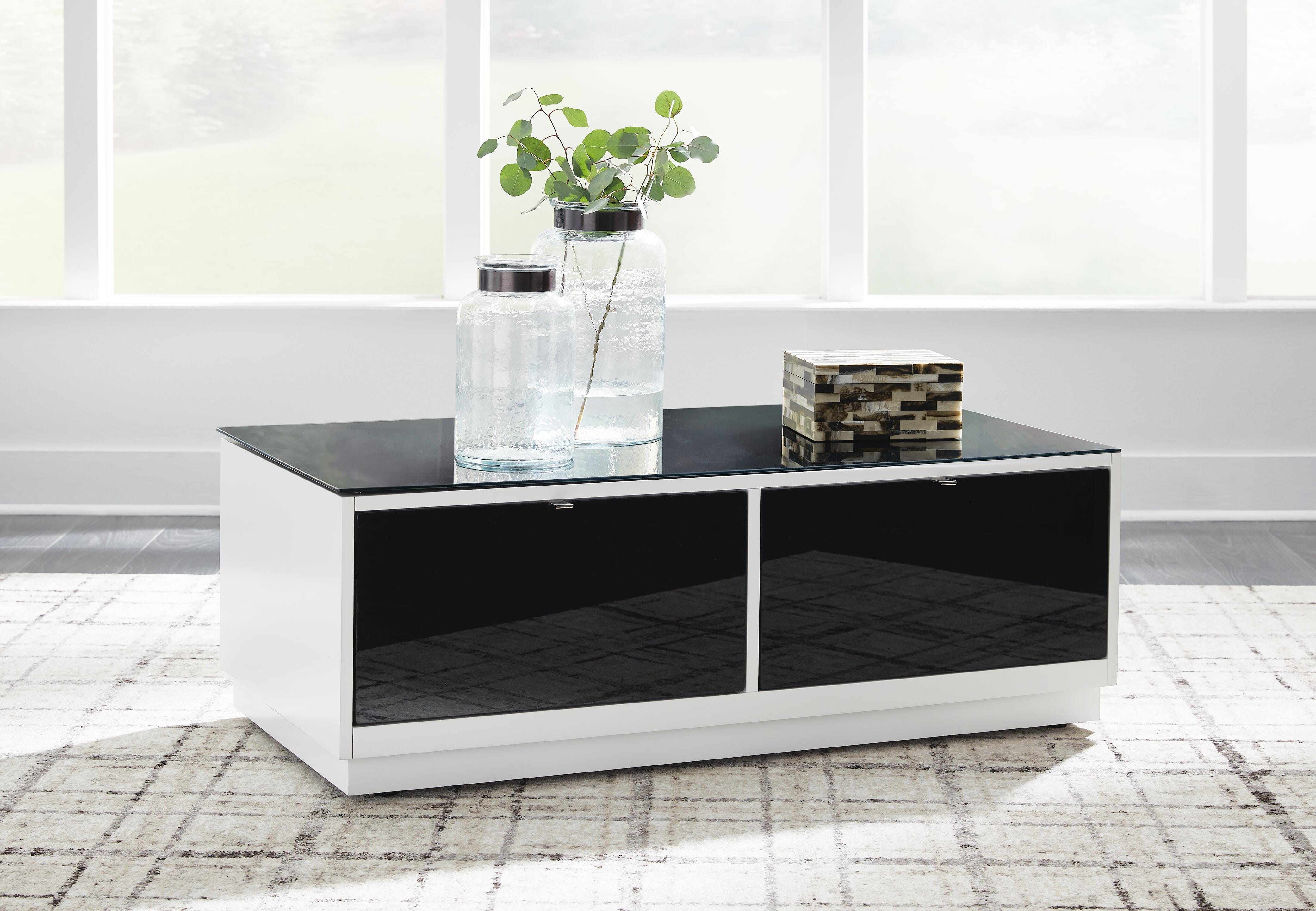 Dar Furniture - Ashley Furniture - Gardoni Coffee Table - Rectangular Cocktail Table / White/Black - T756-1