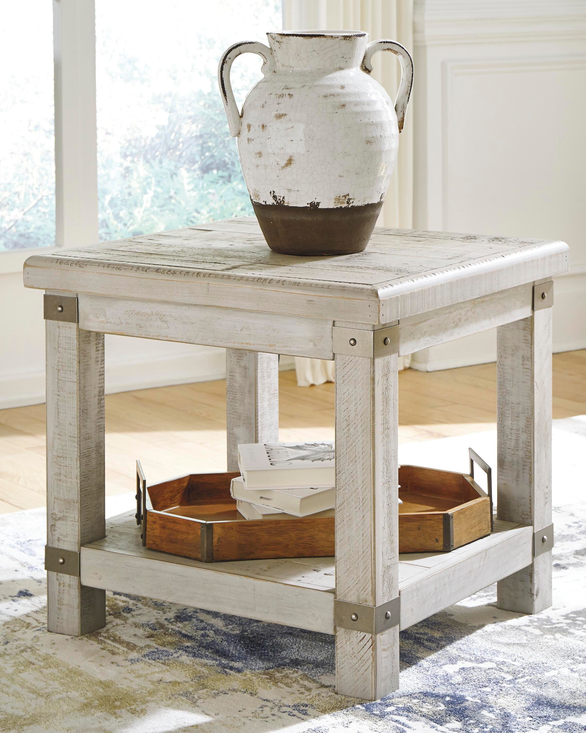 Dar Furniture - Ashley Furniture - Carynhurst End Table - Rectangular End Table / White Wash Gray - T757-3