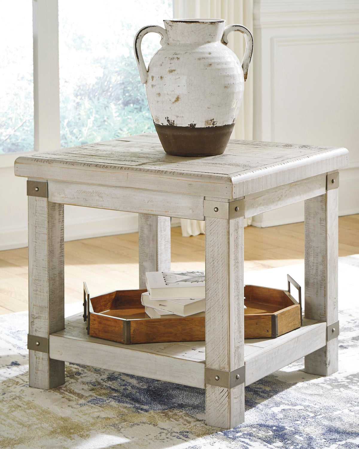 Dar Furniture - Ashley Furniture - Carynhurst End Table - Rectangular End Table / White Wash Gray - T757-3