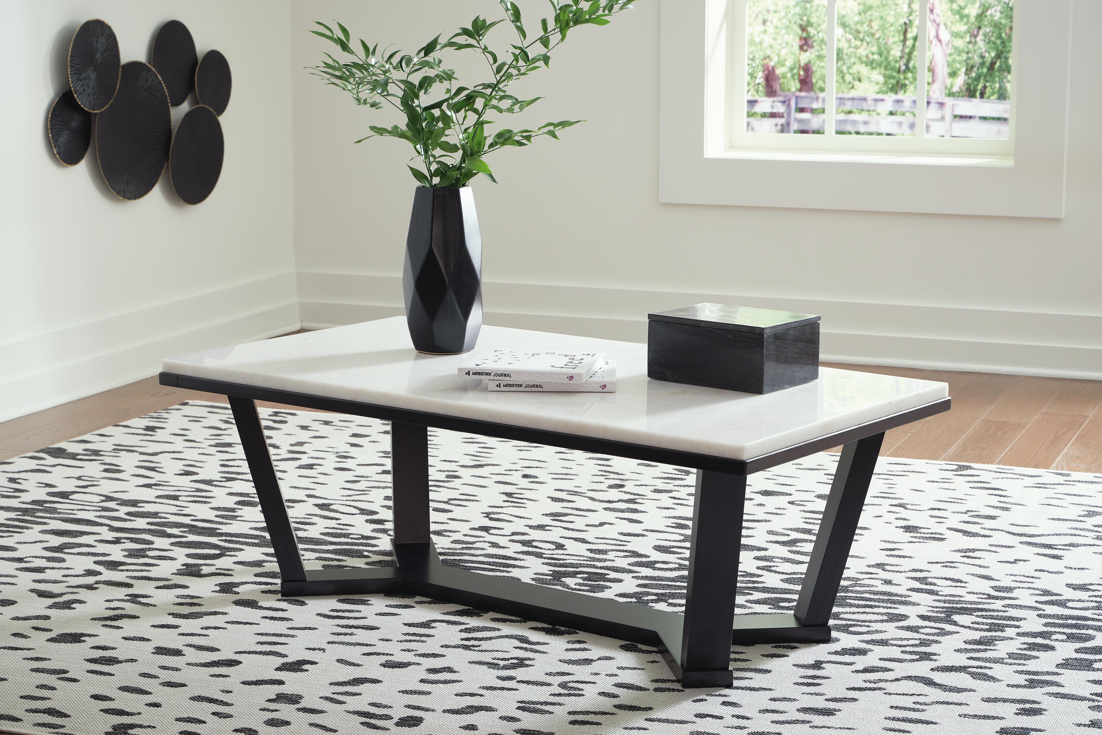 Dar Furniture - Ashley Furniture - Fostead Coffee Table - Rectangular Cocktail Table / White/Espresso - T770-1