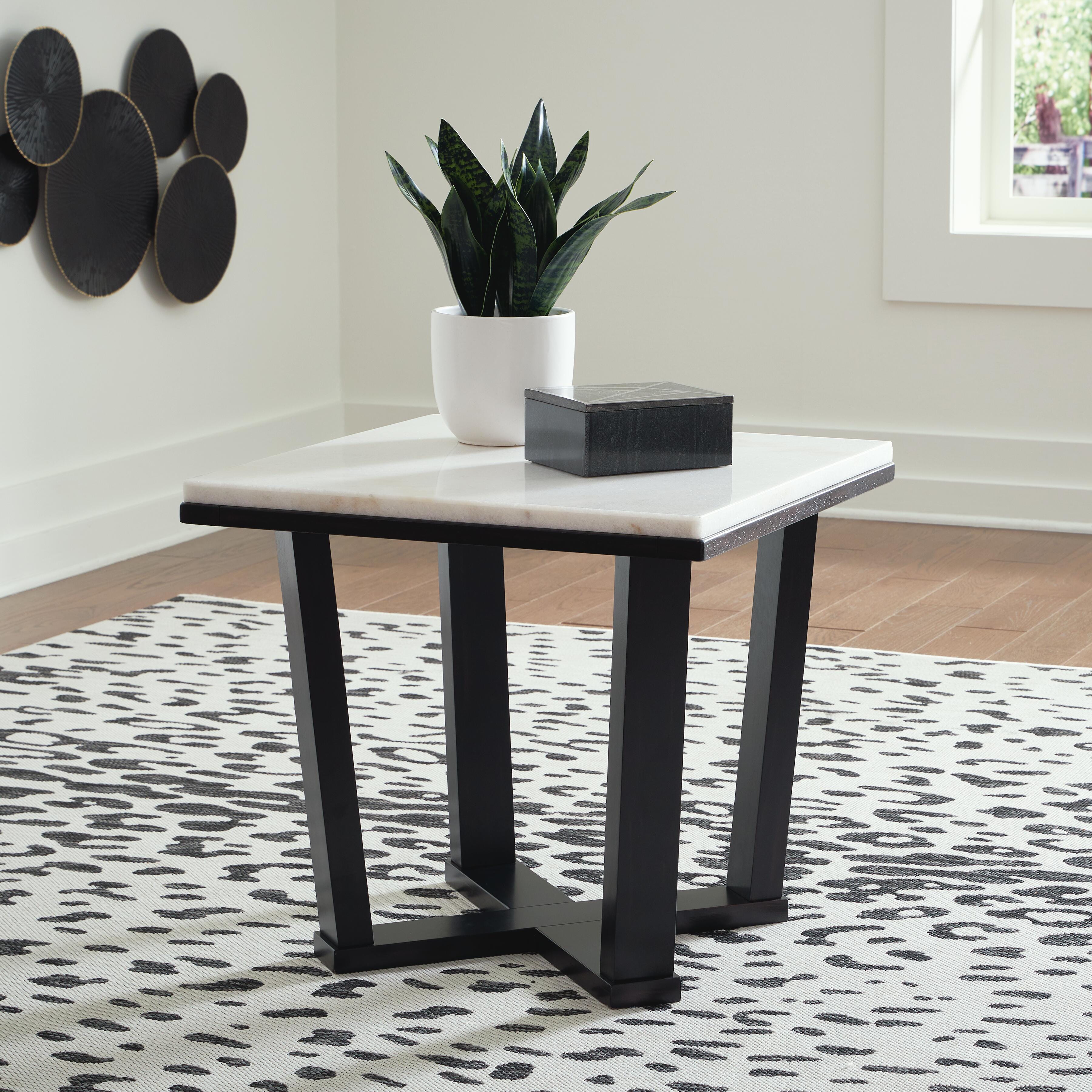 Dar Furniture - Ashley Furniture - Fostead End Table - Square End Table / White/Espresso - T770-2