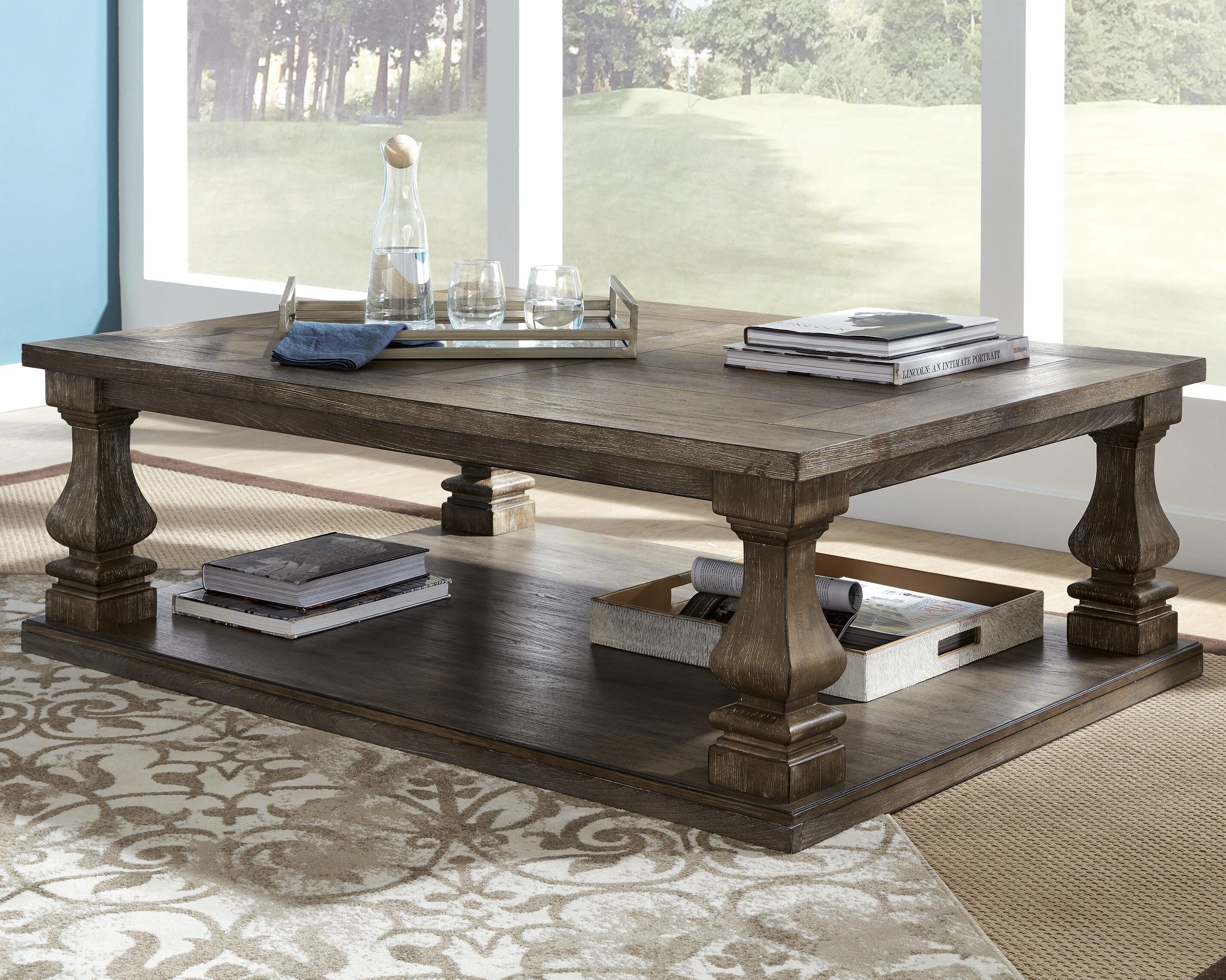 Dar Furniture - Ashley Furniture - Johnelle Coffee Table - Rectangular Cocktail Table / Gray - T776-1