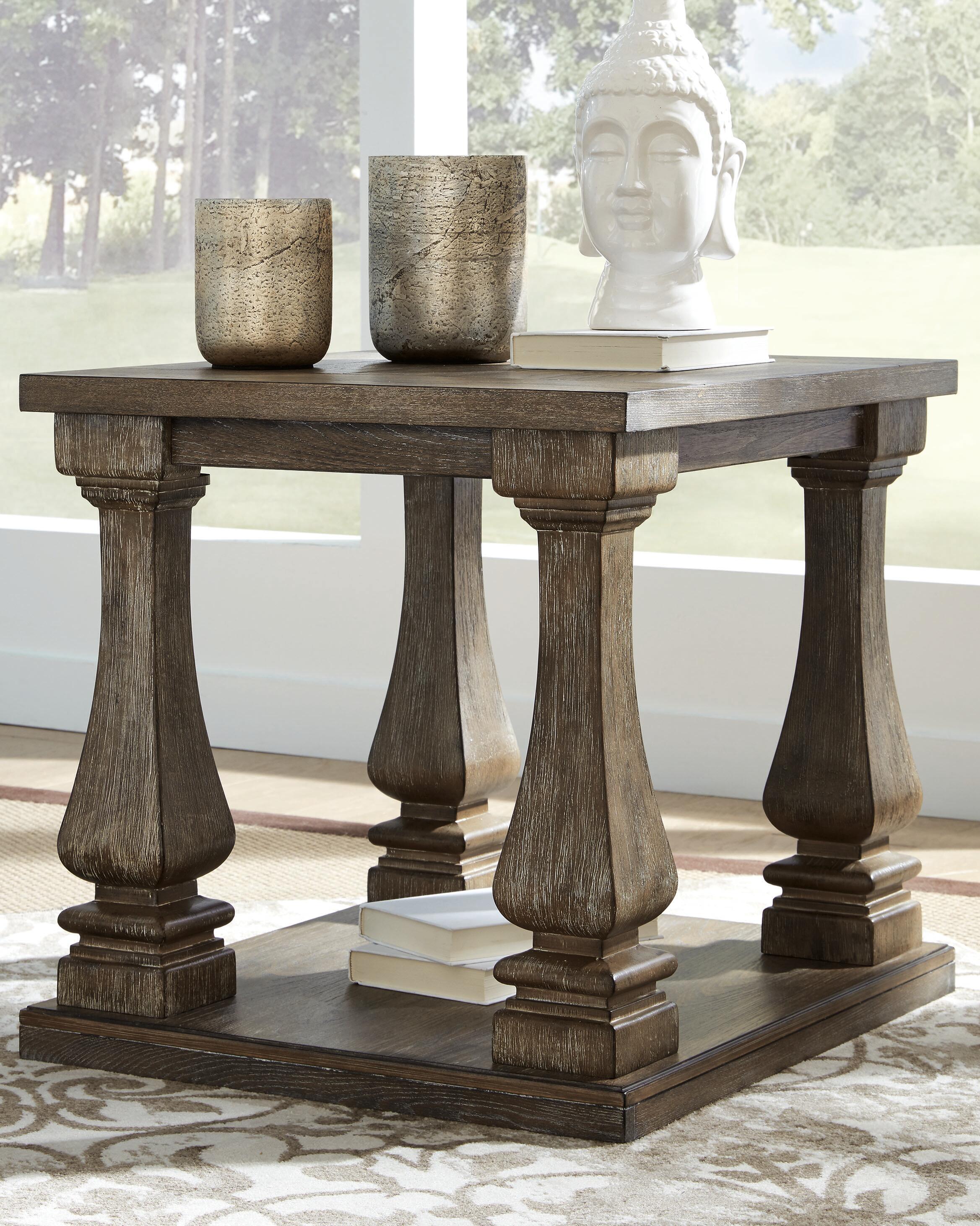 Dar Furniture - Ashley Furniture - Johnelle End Table - Rectangular End Table / Gray - T776-3