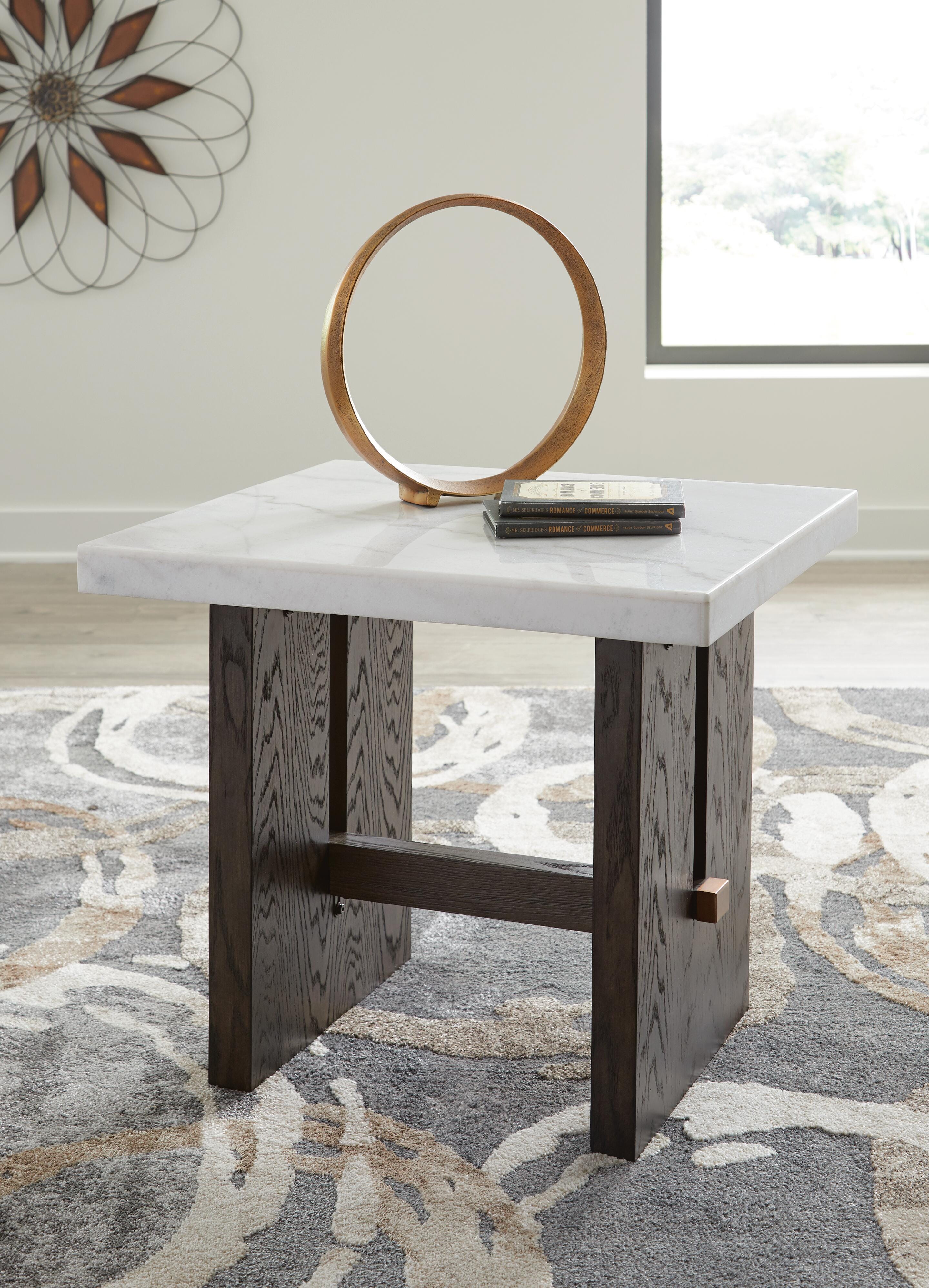 Dar Furniture - Ashley Furniture - Burkhaus End Table - Rectangular End Table / White/Dark Brown - T779-3