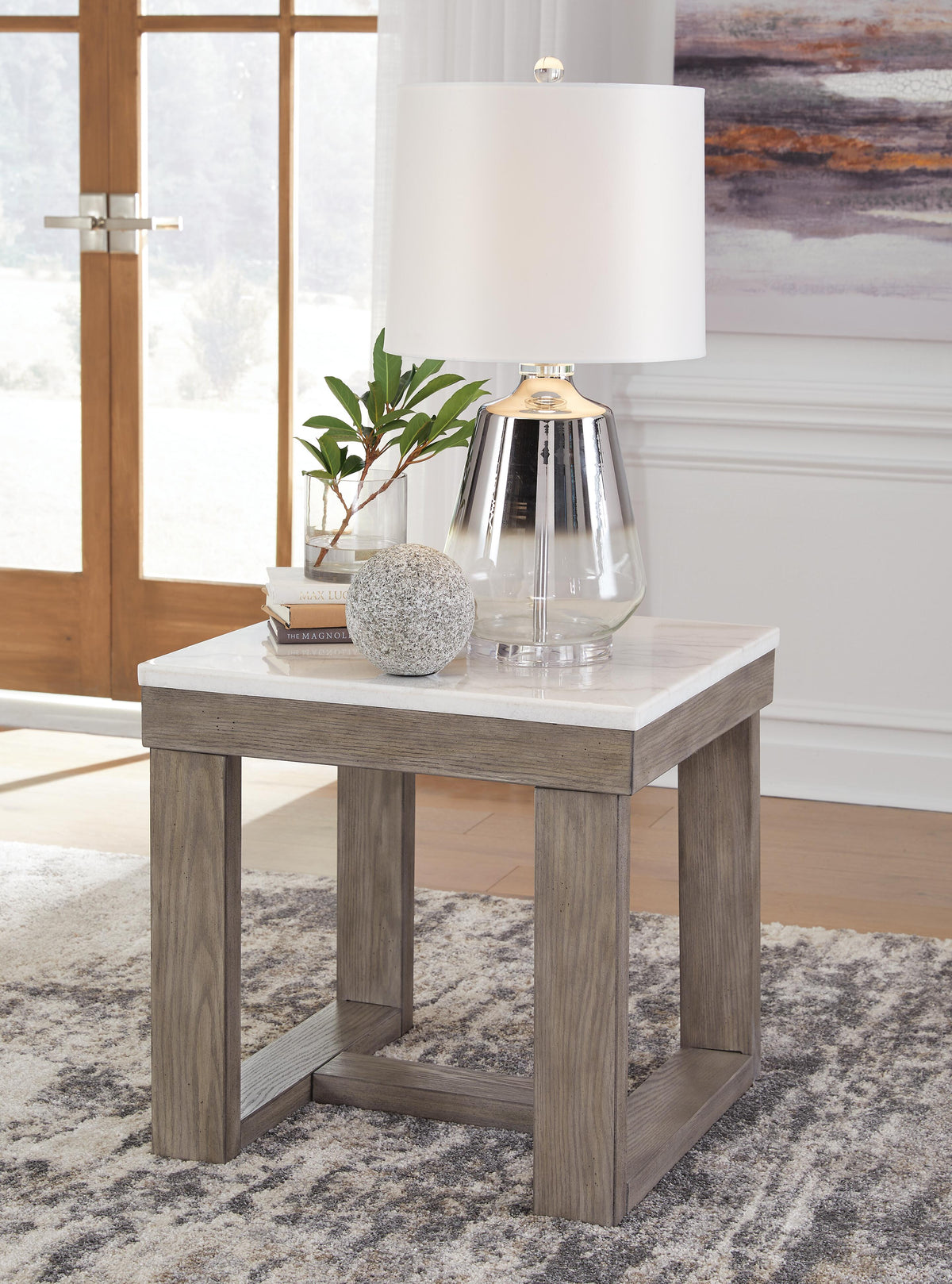 Dar Furniture - Ashley Furniture - Loyaska End Table - Square End Table / Brown/Ivory - T789-2