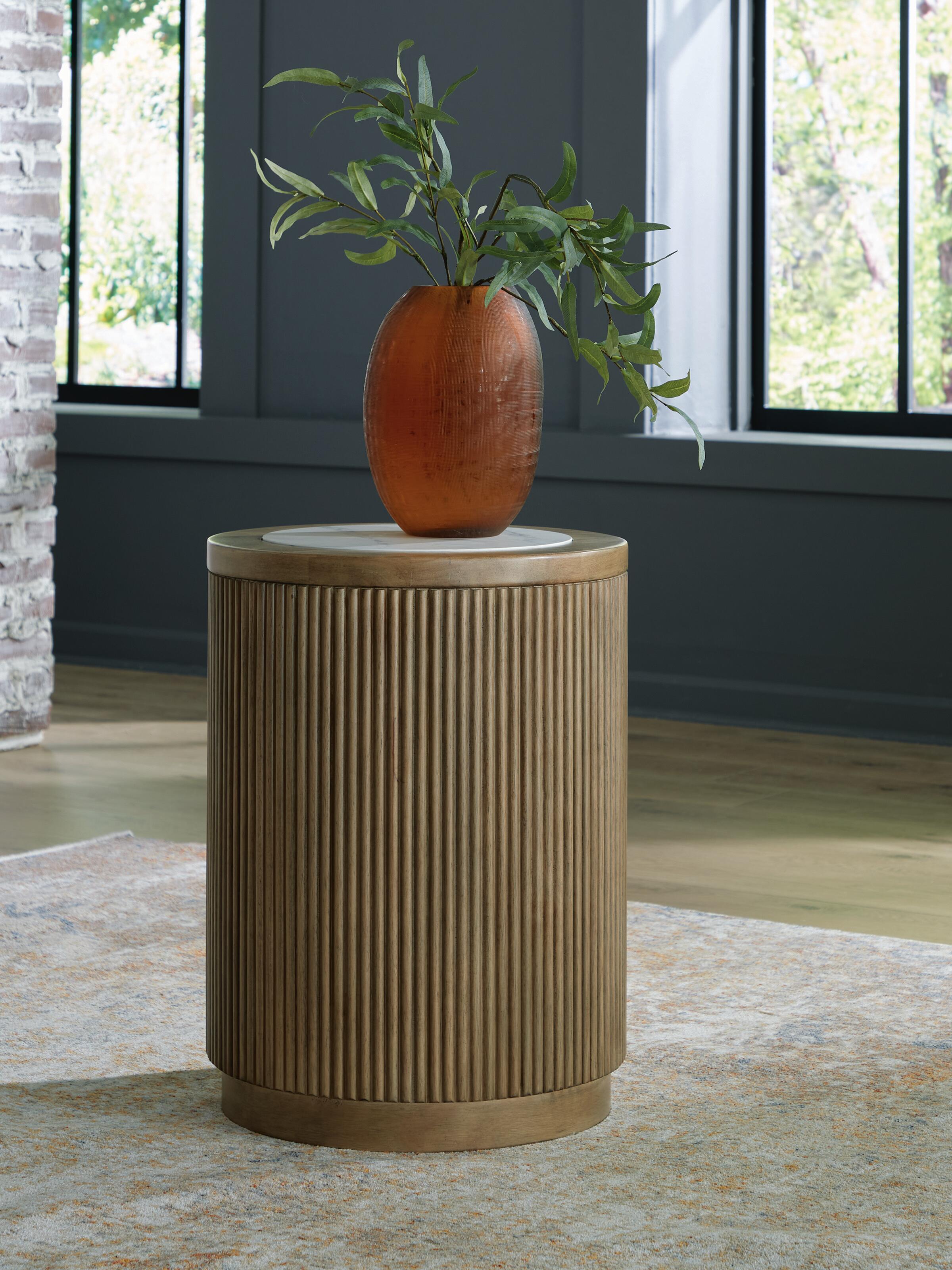 Dar Furniture - Ashley Furniture - Camdill End Table - Round End Table / Light Brown/White - T808-6