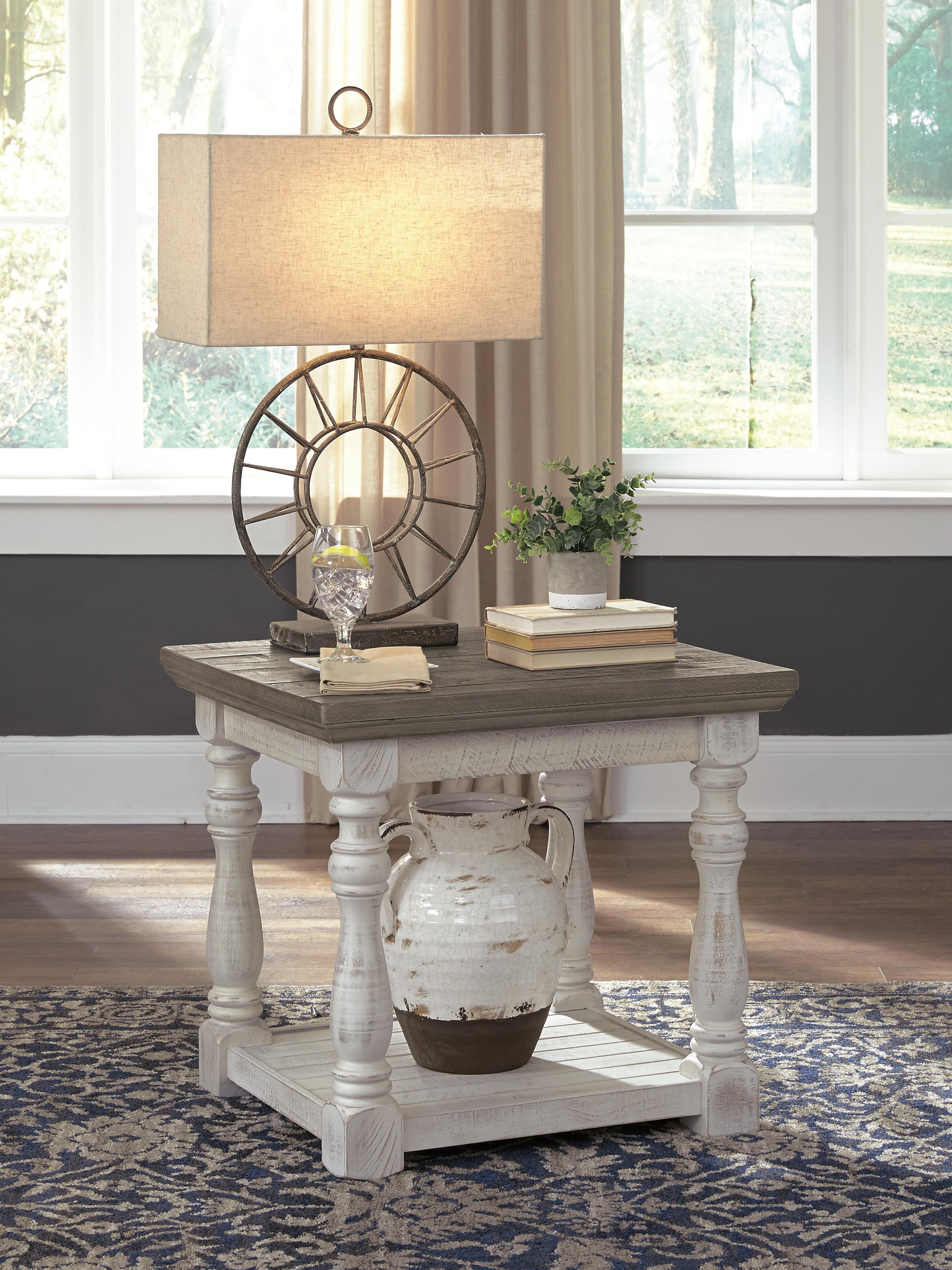 Dar Furniture - Ashley Furniture - Havalance End Table - Rectangular End Table / Gray/White - T814-3