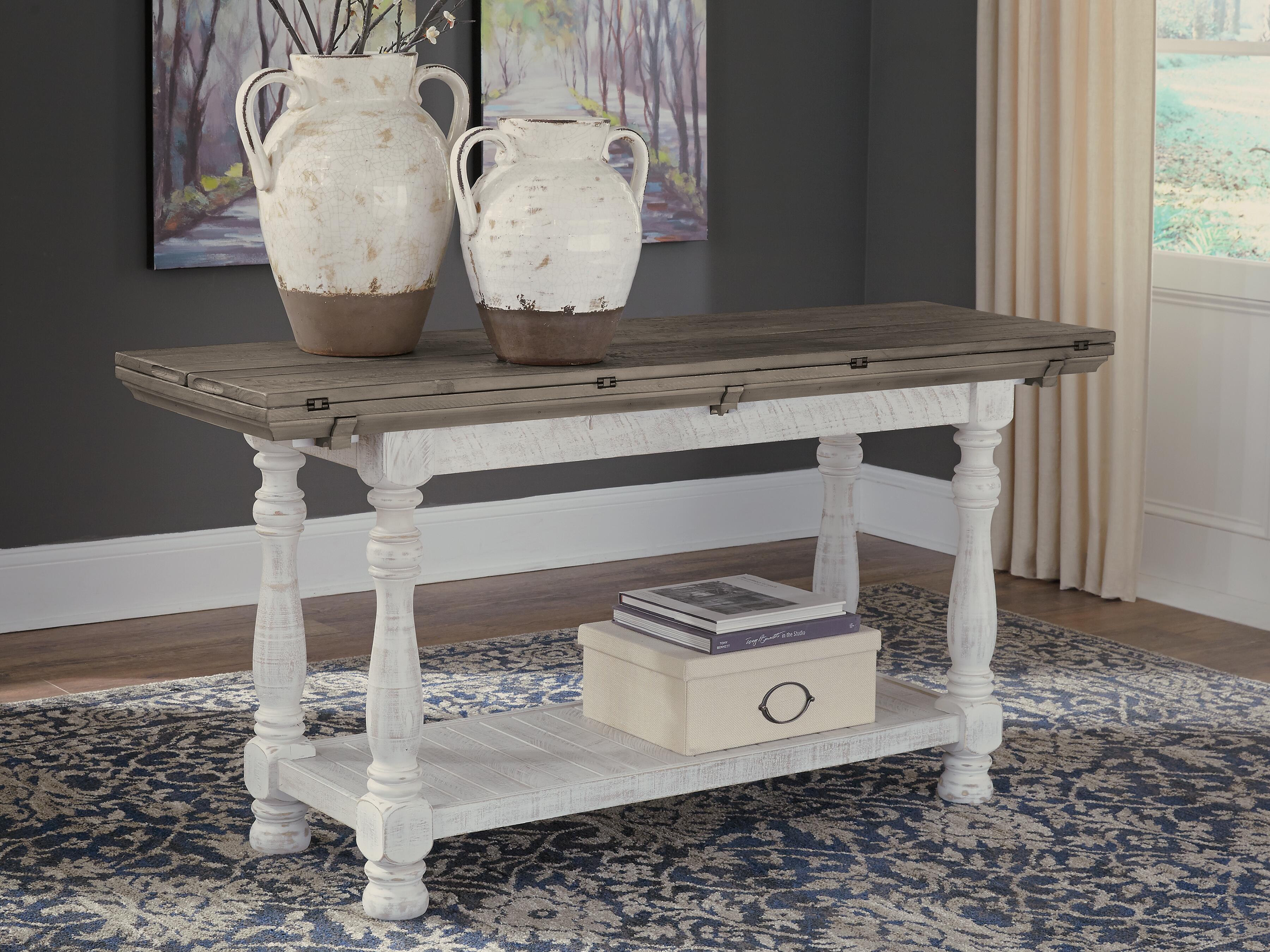 Dar Furniture - Ashley Furniture - Havalance Sofa/Console Table - Flip Top Sofa Table / Gray/White - T814-4