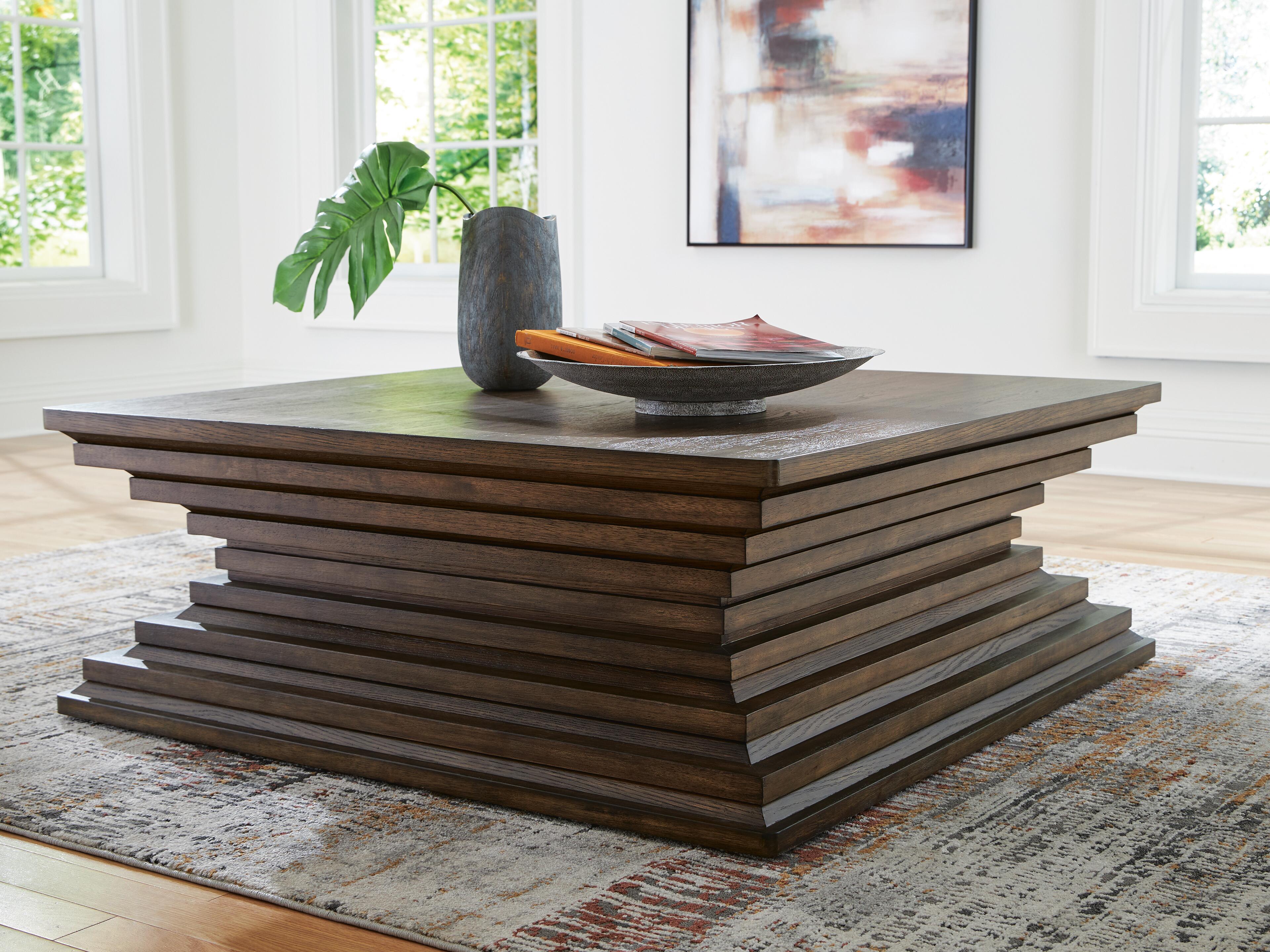 Dar Furniture - Ashley Furniture - Hannodream Coffee Table - Square Cocktail Table / Warm Brown - T821-8