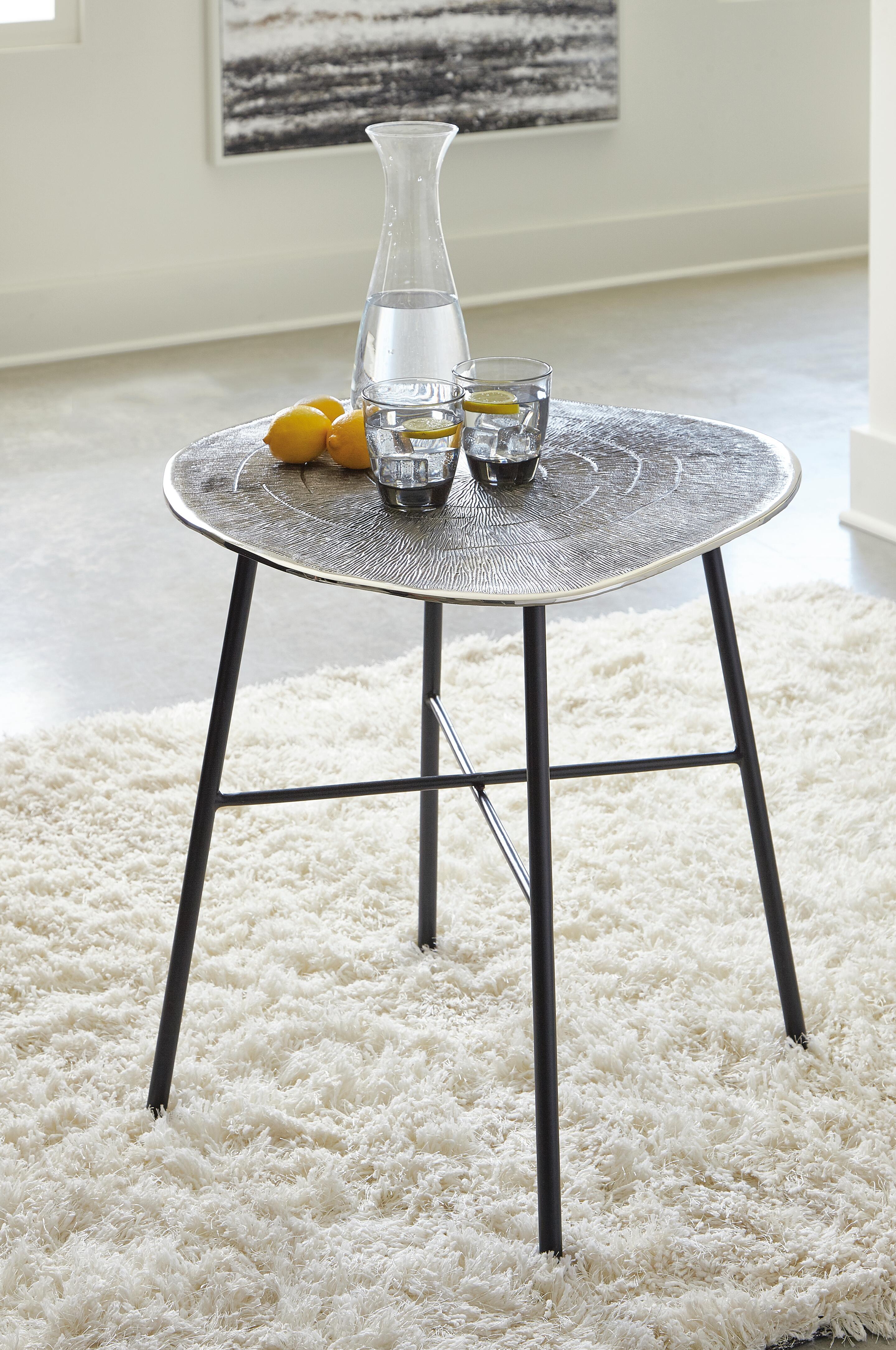 Dar Furniture - Ashley Furniture - Laverford End Table - Round End Table / Chrome/Black - T836-6