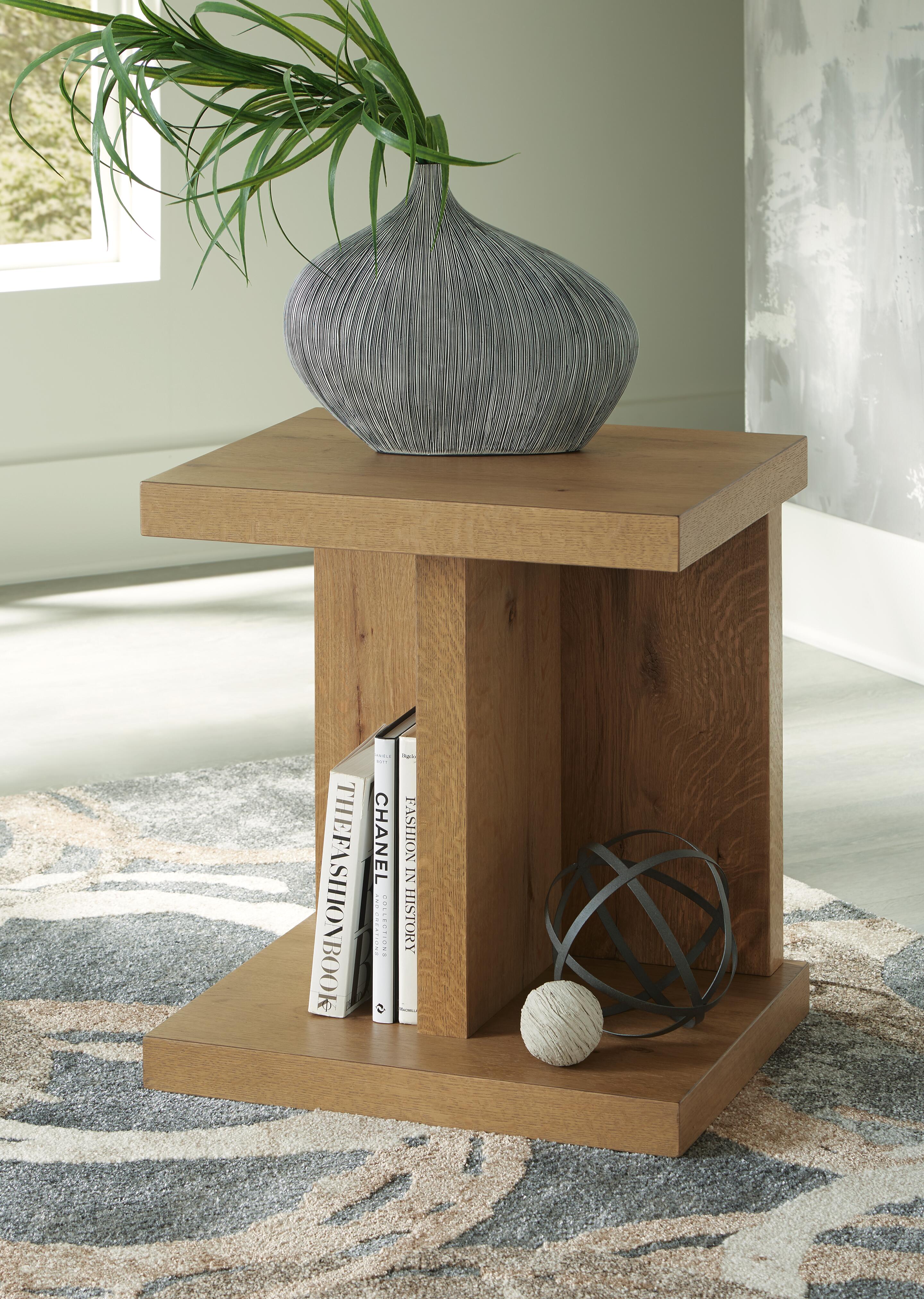 Dar Furniture - Ashley Furniture - Brinstead Chairside End Table - Chair Side End Table / Light Brown - T839-7