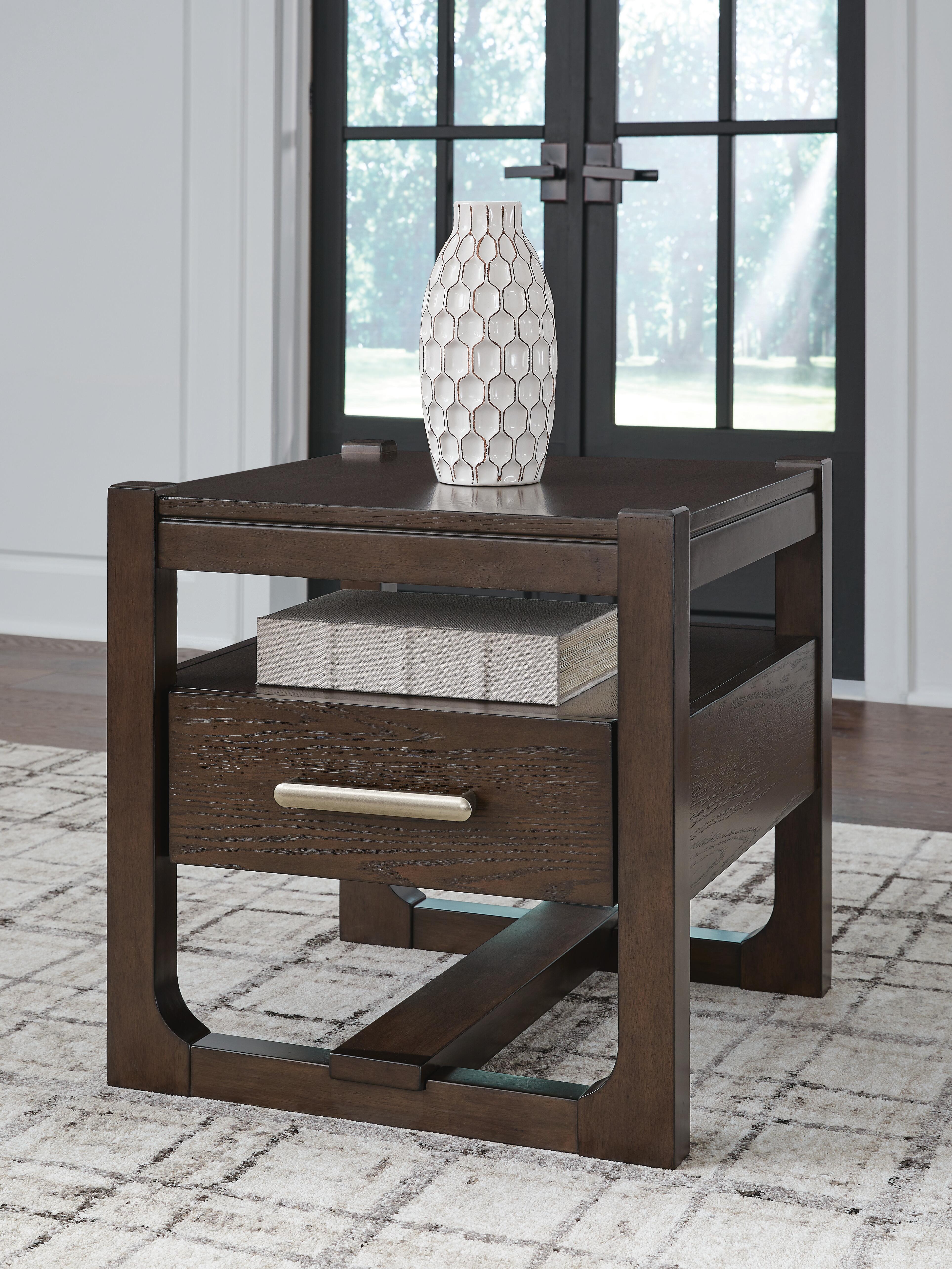 Dar Furniture - Ashley Furniture - Breckington End Table - Square End Table / Dark Brown - T856-2