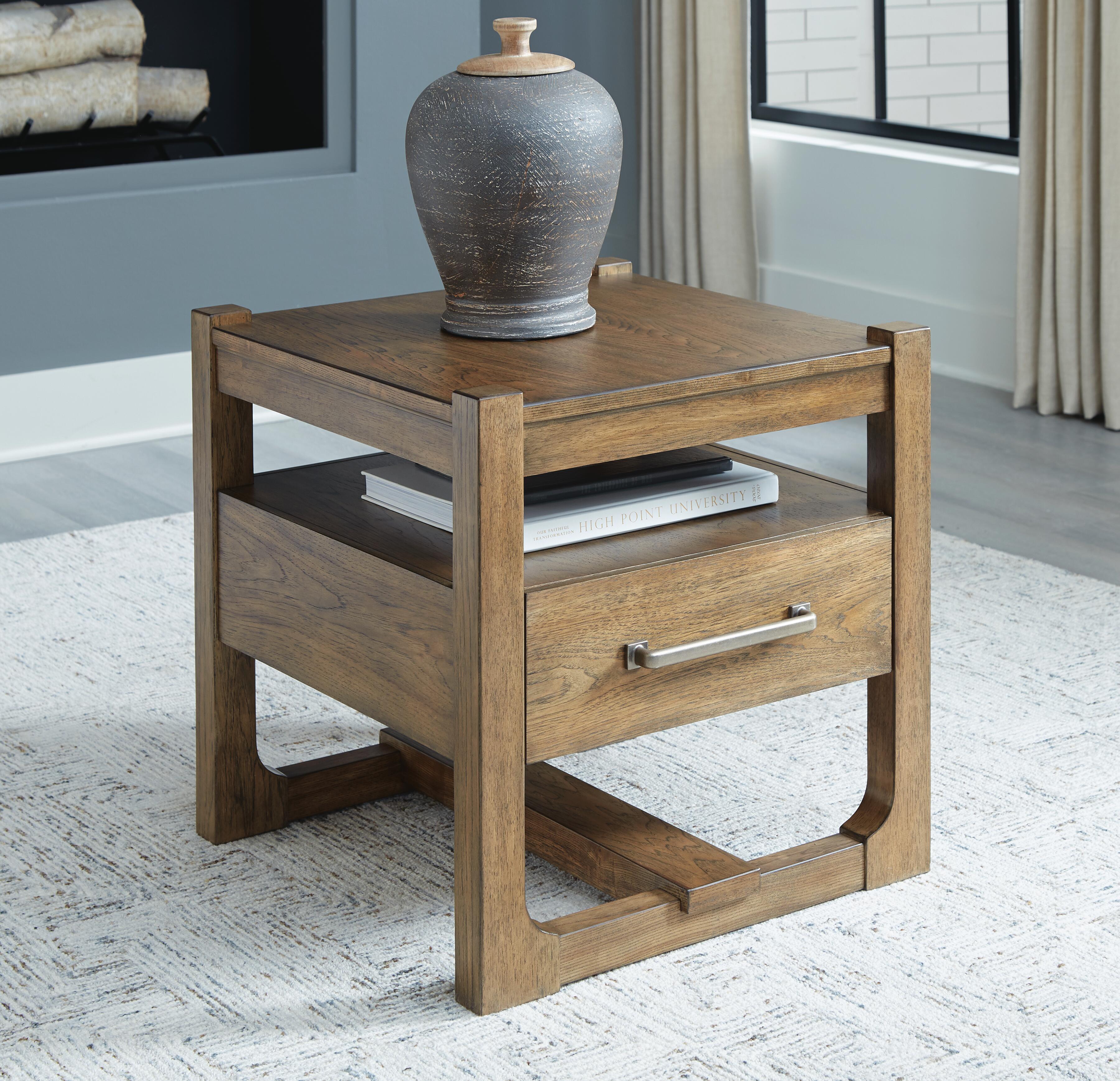 Dar Furniture - Ashley Furniture - Cabalynn End Table - Square End Table / Light Brown - T974-2