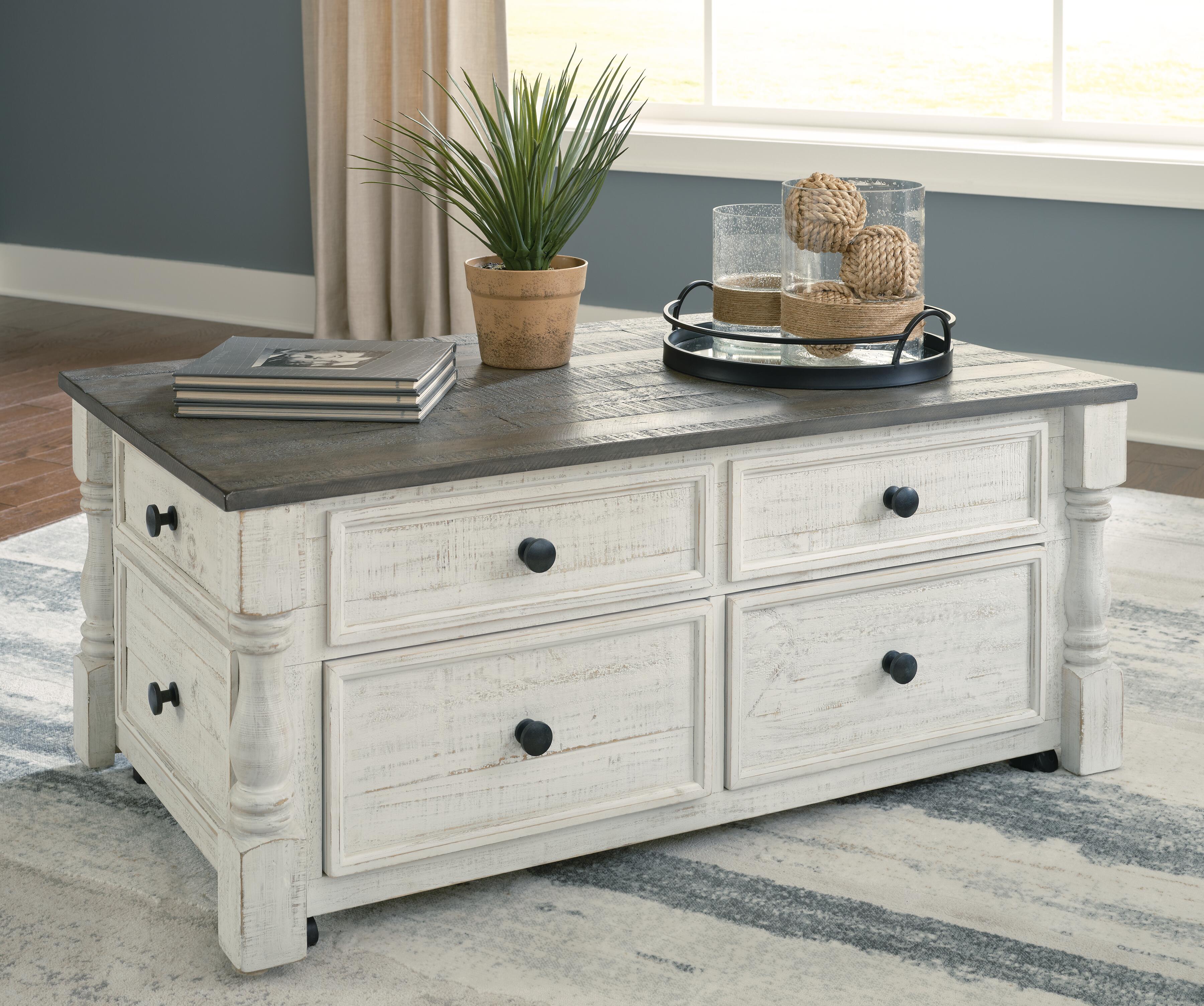 Dar Furniture - Ashley Furniture - Havalance Lift-Top Coffee Table - Lift Top Cocktail Table / White/Gray - T994-20
