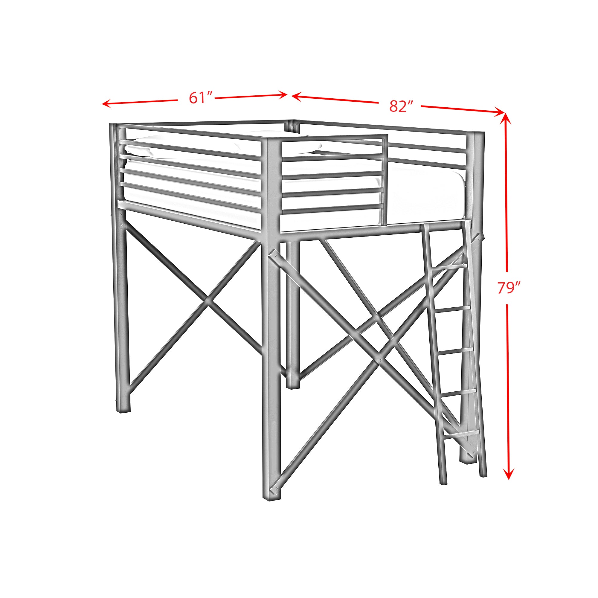 Talia Full Loft Bunk and Ladder in White