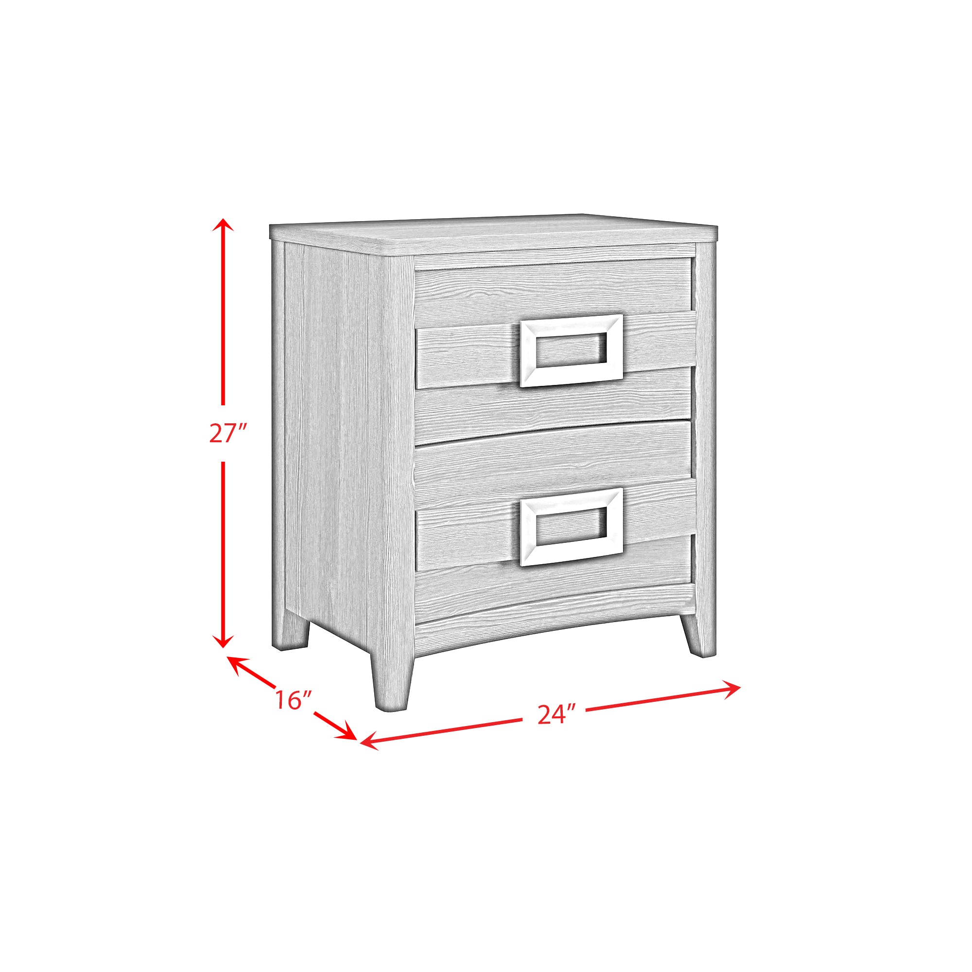 Tobias 2-Drawer Nightstand with USB in White