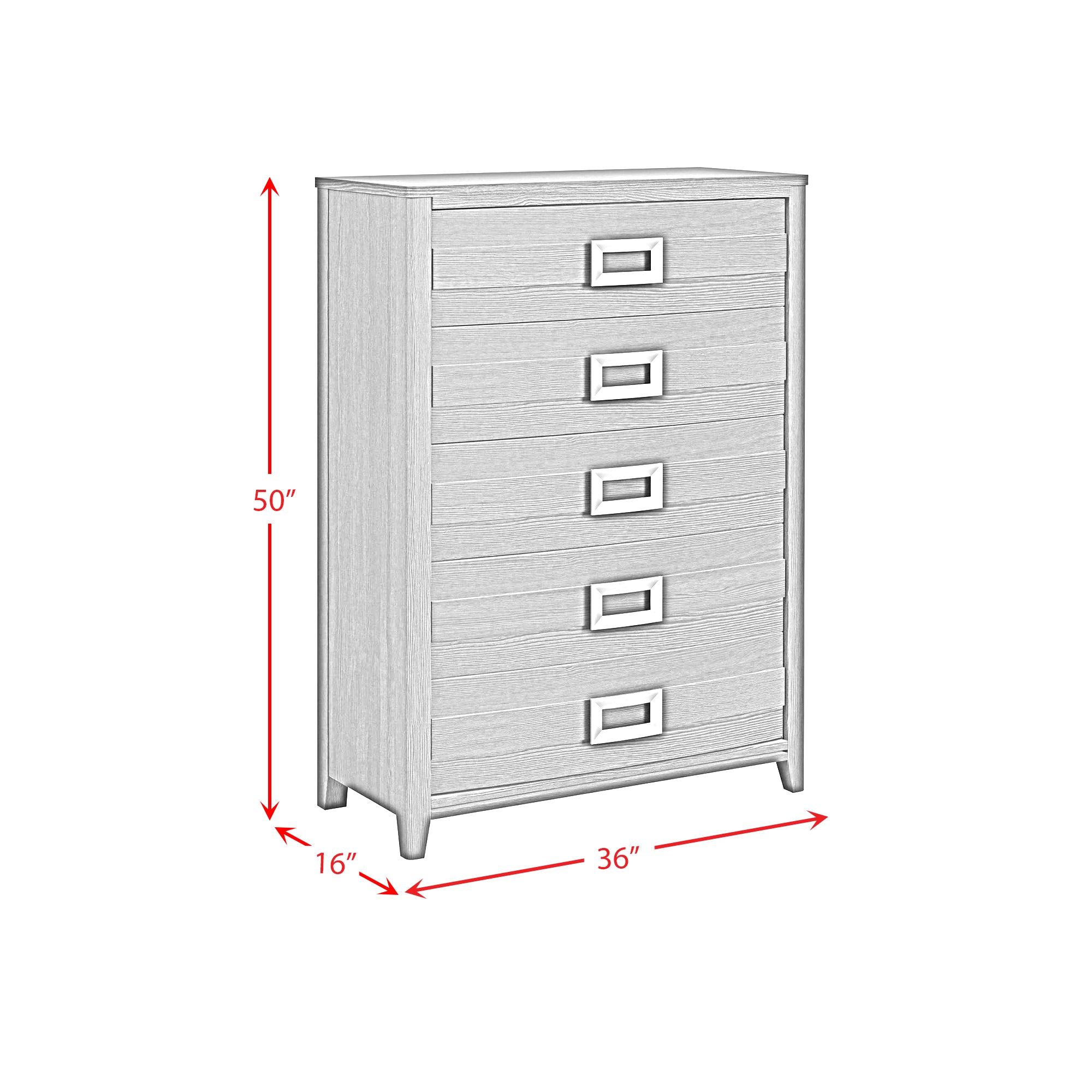 Tobias 5-Drawer Chest in White