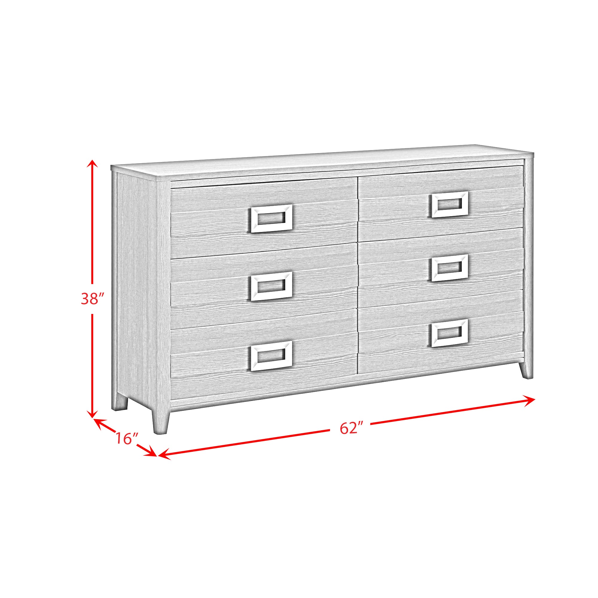 Tobias 6-Drawer Dresser in White