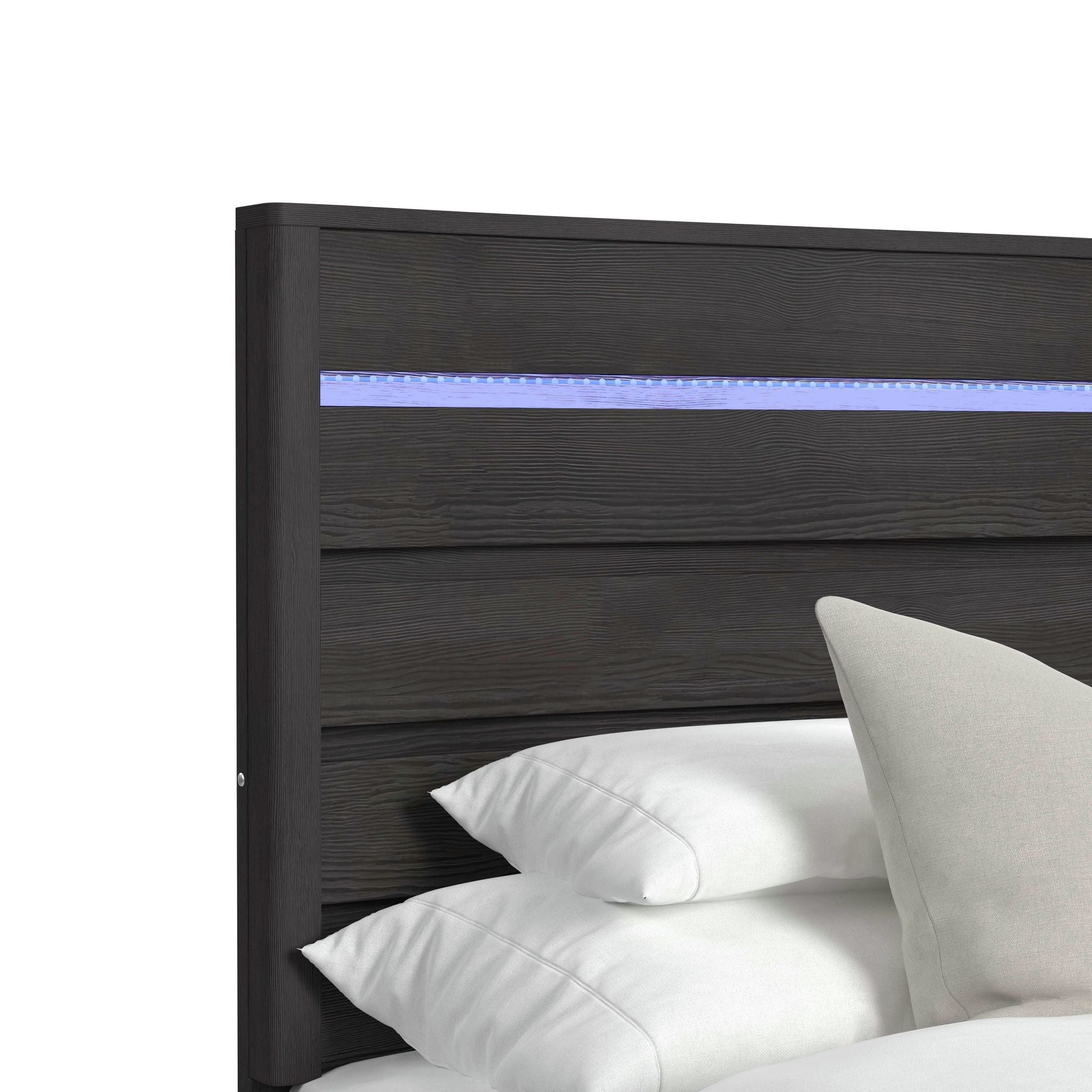 Tobias King Bed with LED in Black