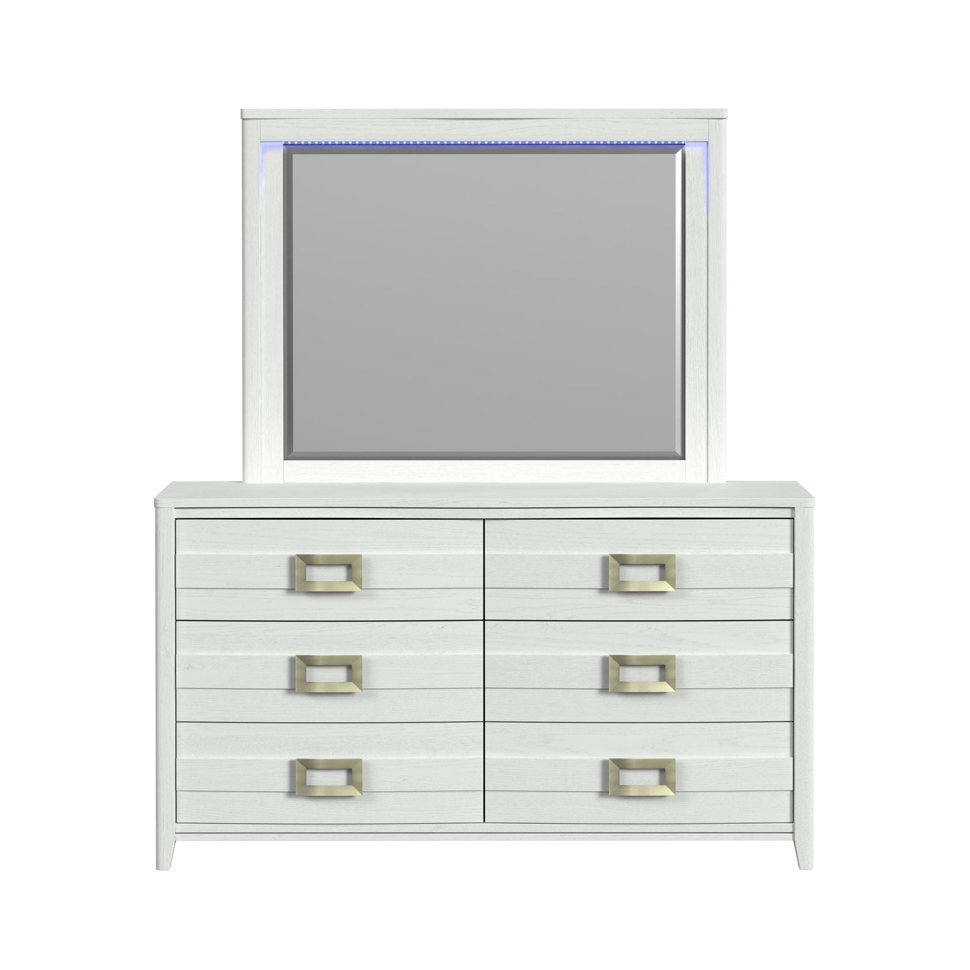 Tobias Dresser and Mirror Set with LED in White