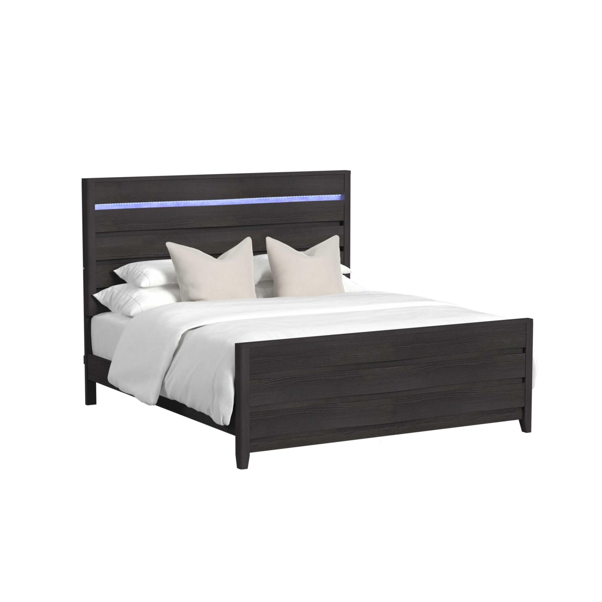 Tobias King Bed with LED in Black