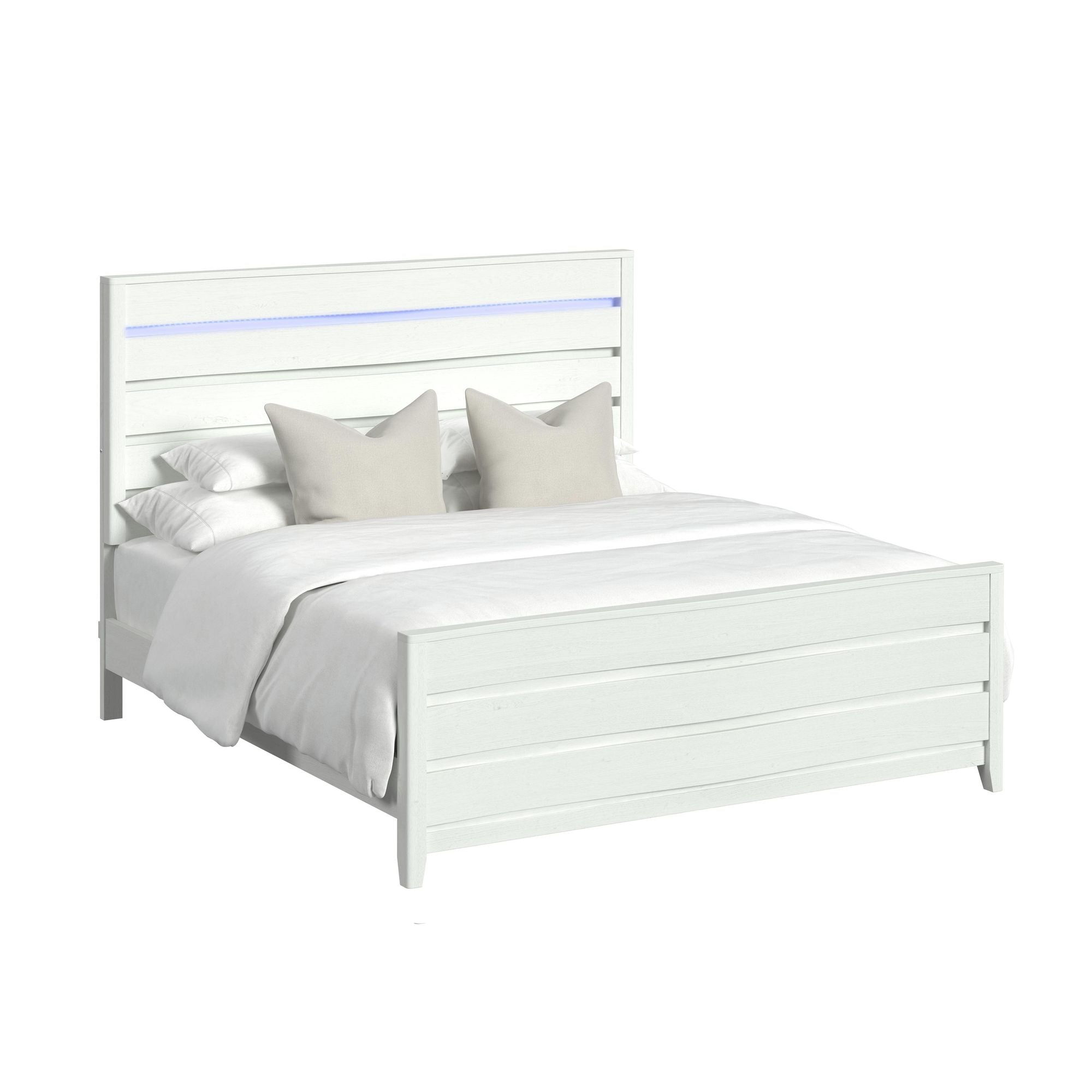 Tobias King Bed with LED in White